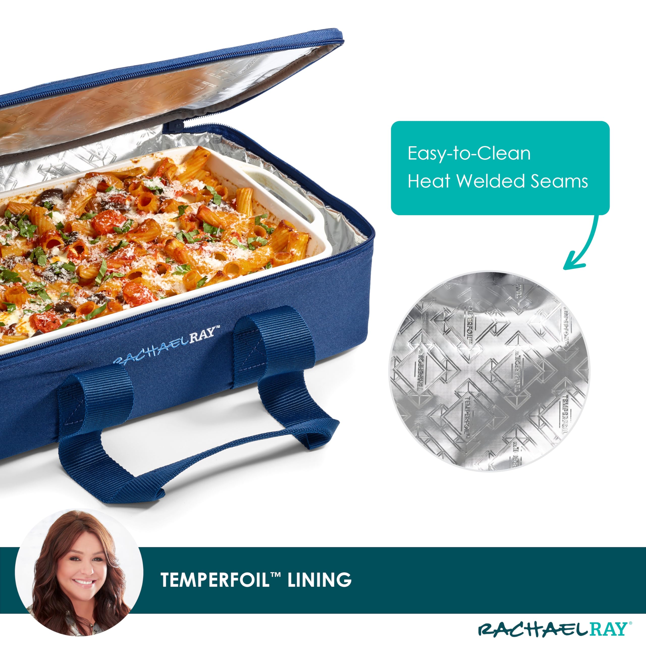 Rachael Ray Lugger Duo, Insulated Casserole Carrier for Hot or Cold Food, Thermal Lasanga Lugger Tote for Pockluck, Parties, Picnic, and Cookouts, Fits 9" x 13" Baking Dish, Burgundy