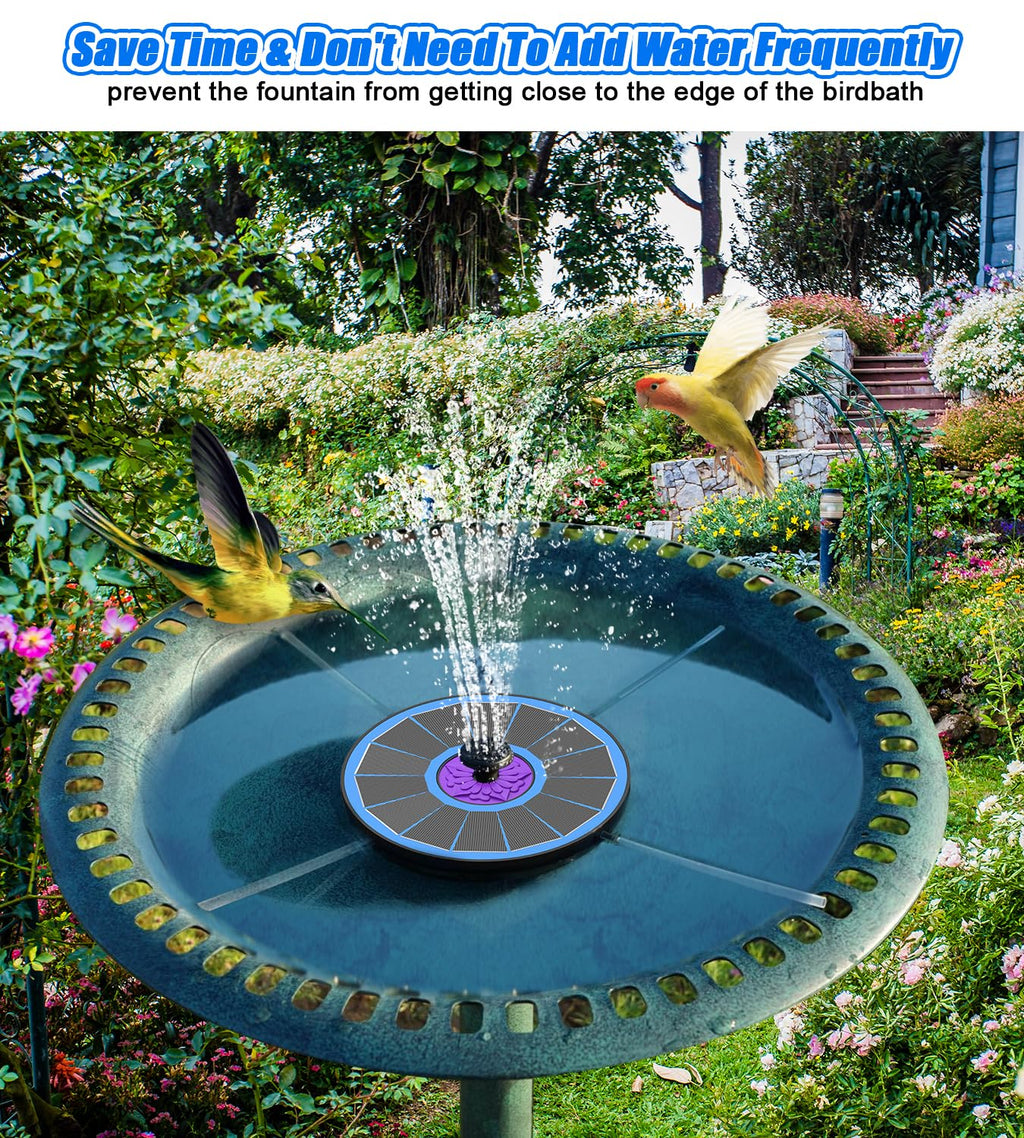SZMP Solar Fountain 3.5W Bird Bath Fountains with Flower Upgraded Glass Panel, Solar Powered Water Fountain with 7 Nozzles & 4 Fixer, Solar Fountain Pump for Bird Bath, Garden, Pond, Outdoor -Black