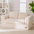 MAXYOYO 3 Seater Sofa Couch for Living Room, Tufted Boneless Couch Sofa Couch, Comfy Bubbled Bean Bag Chair for Apartment, No Assembly Needed, Beige