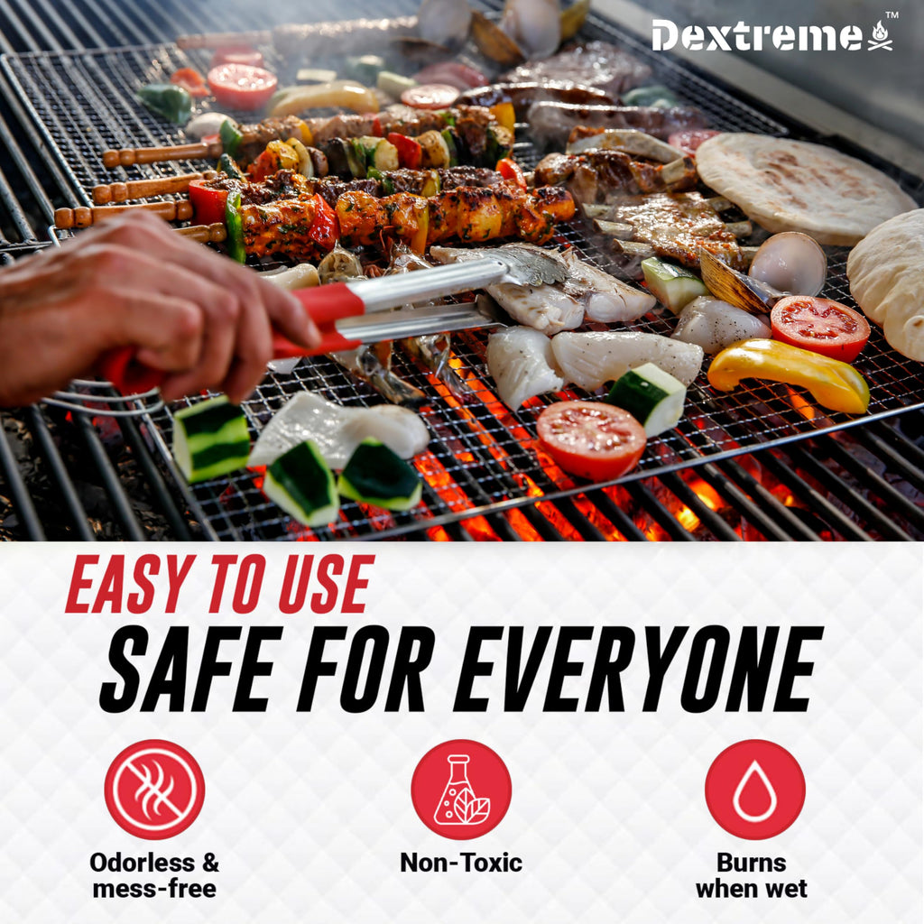 Dextreme Fire Starter (60 PCS) Natural Fire Starters for Campfire, Charcoal Starter, Fireplace, Wood Stove, BBQ, Chimney, Fire Pit, and Grill | All Weather, Odorless, Non-Toxic, w/10 Min Burning Time