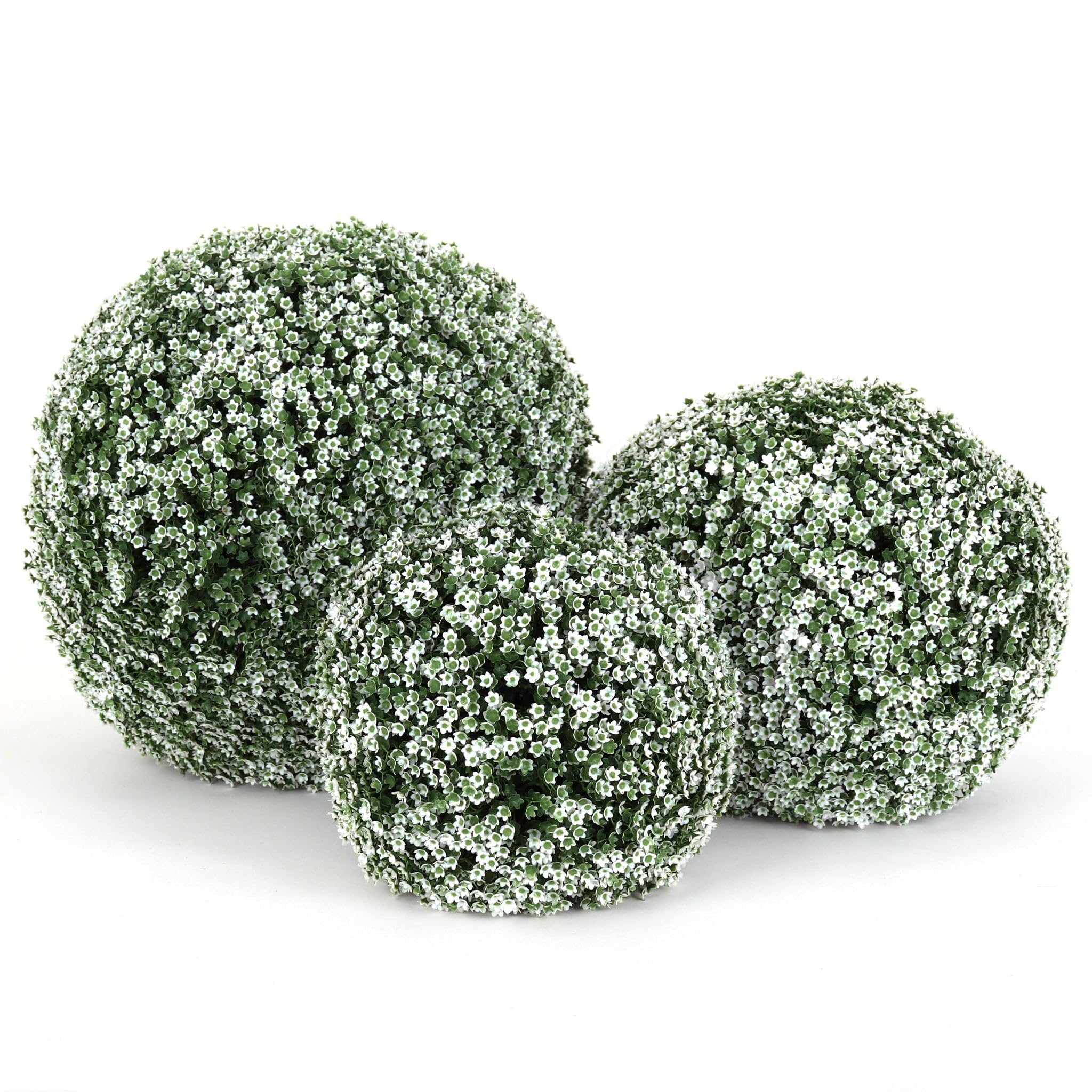 3rd Street Inn XL Baby's Breath Topiary Ball - Artificial Plant Set - Indoor/Outdoor Wedding Party Decor - Faux Foliage Garden Sphere - Tree and Bush Substitute (19")