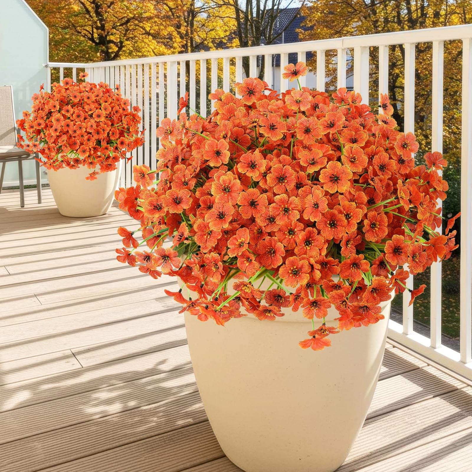 MACTING 12 Bundles Artificial Fall Lavender Flowers for Outdoors, UV Resistant Fake Outdoor Plants, Faux Autumn Greenery Shrubs for Planters Porch Patio Garden Yard Outside Thanksgiving Decorations