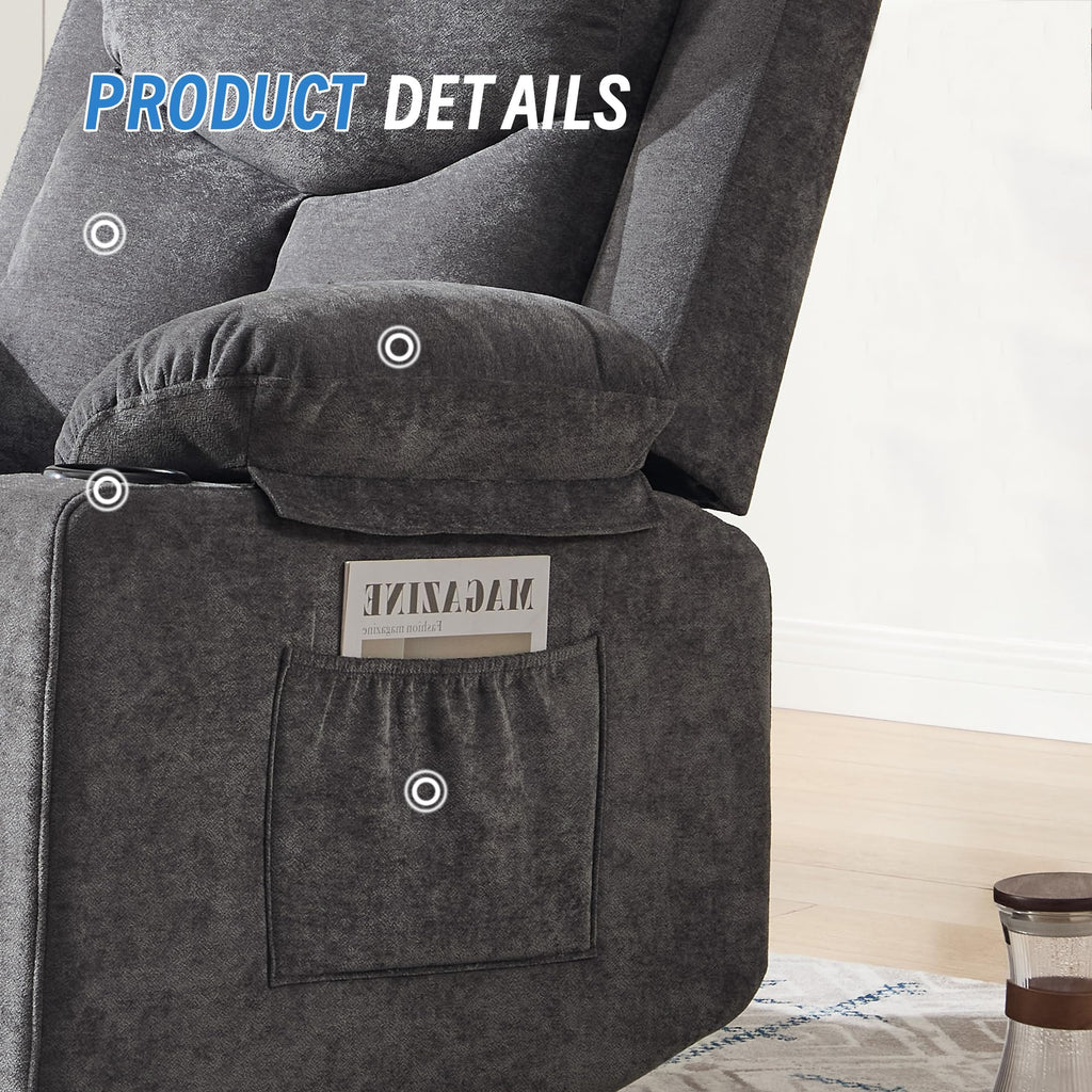 Manual Rocker Recliner Chair for Adults with Massage, Overstuffed Glider Rocking Chair with Cup Holders and Pockets for Living Room, Reclining Sofa Chair for Bedroom Nursery,Beige