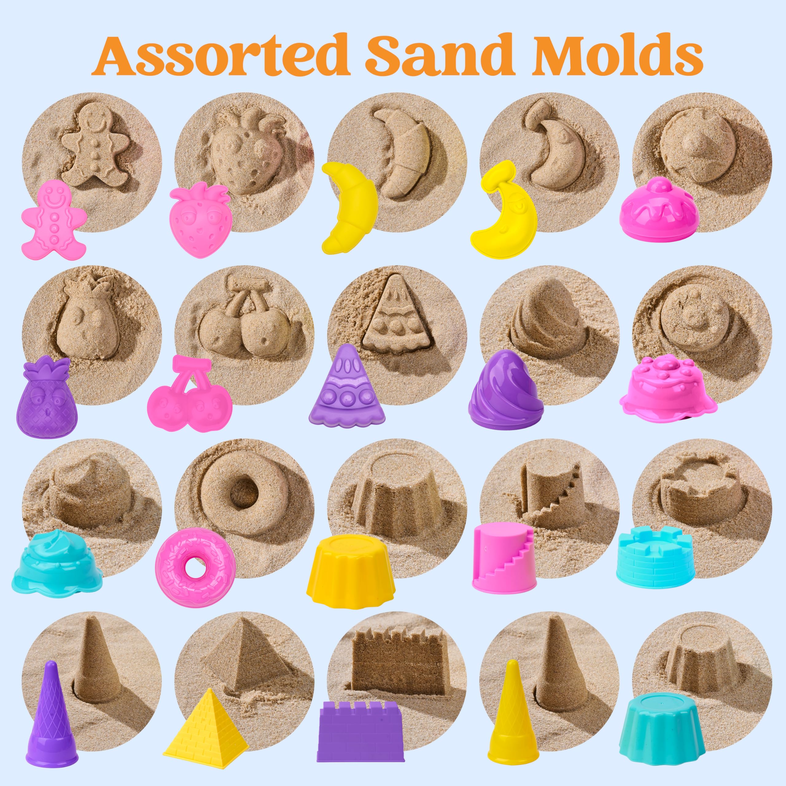 Sloosh Beach Sand Toys Set - Dump Truck Car Toy with Sand Molds for Toddlers Outdoor Play, Collapsible Foldable Buckets Mesh Bag Shovels Castle Animal Mold Sets, Kids Ages Sandbox Toys (Animals)
