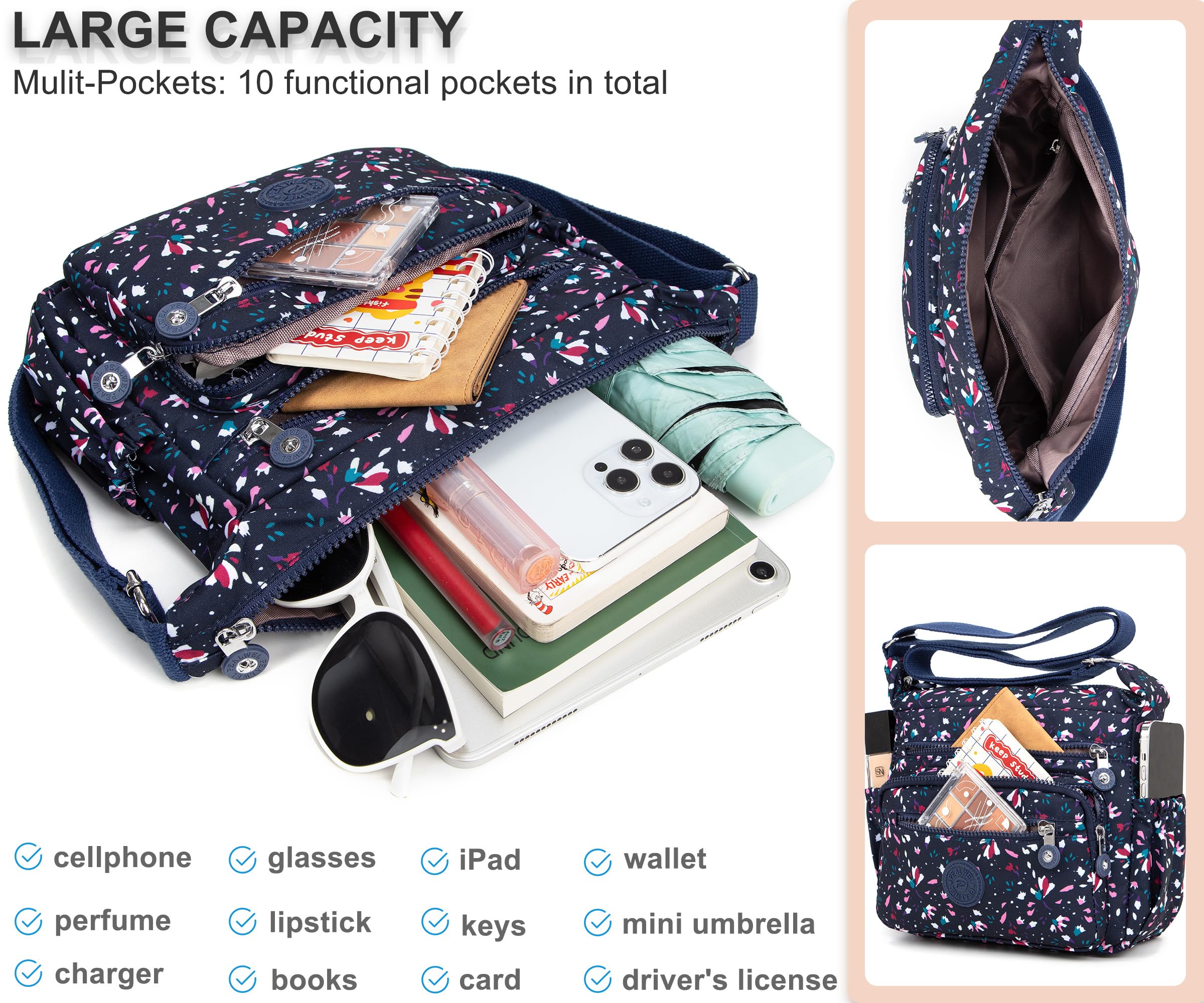 Pealwel Women Shoulder Handbag Roomy Multiple Pockets Bag Ladies Crossbody Purse Tote Top Handle Satchel