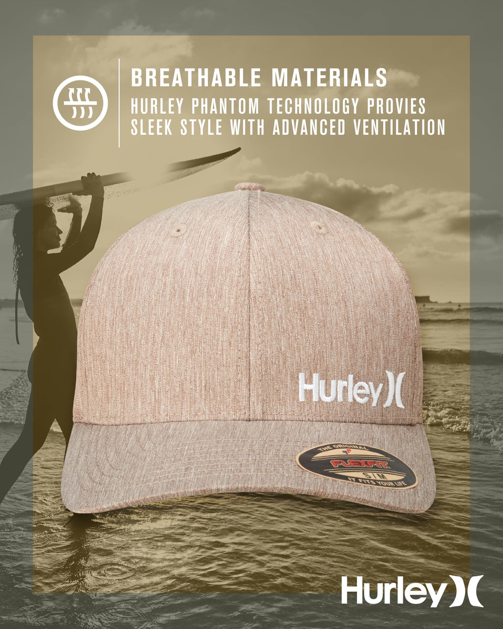 Hurley mens One & Only Corp Flexfit Perma Curve Bill Baseball Hat