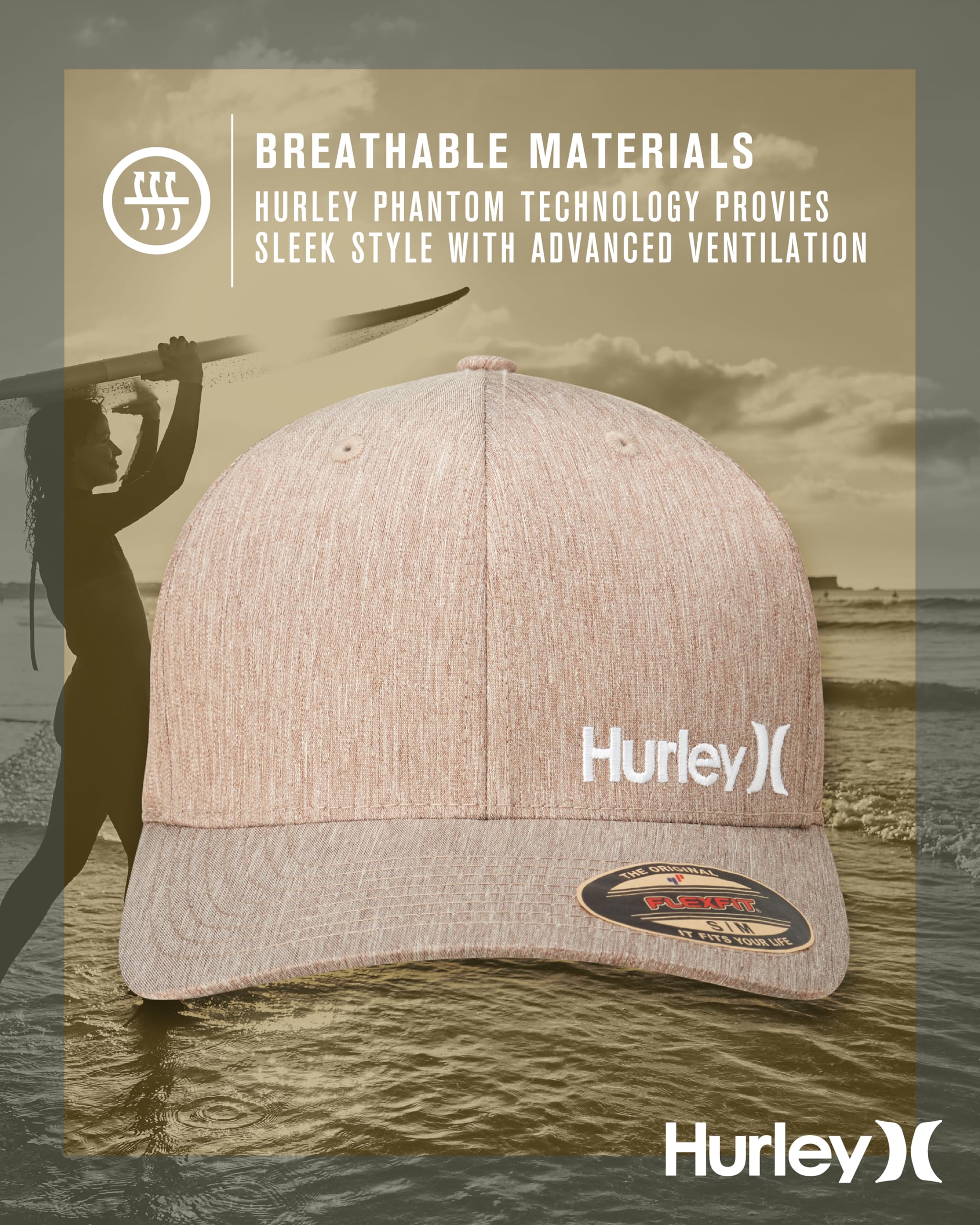 Hurley mens One & Only Corp Flexfit Perma Curve Bill Baseball Hat