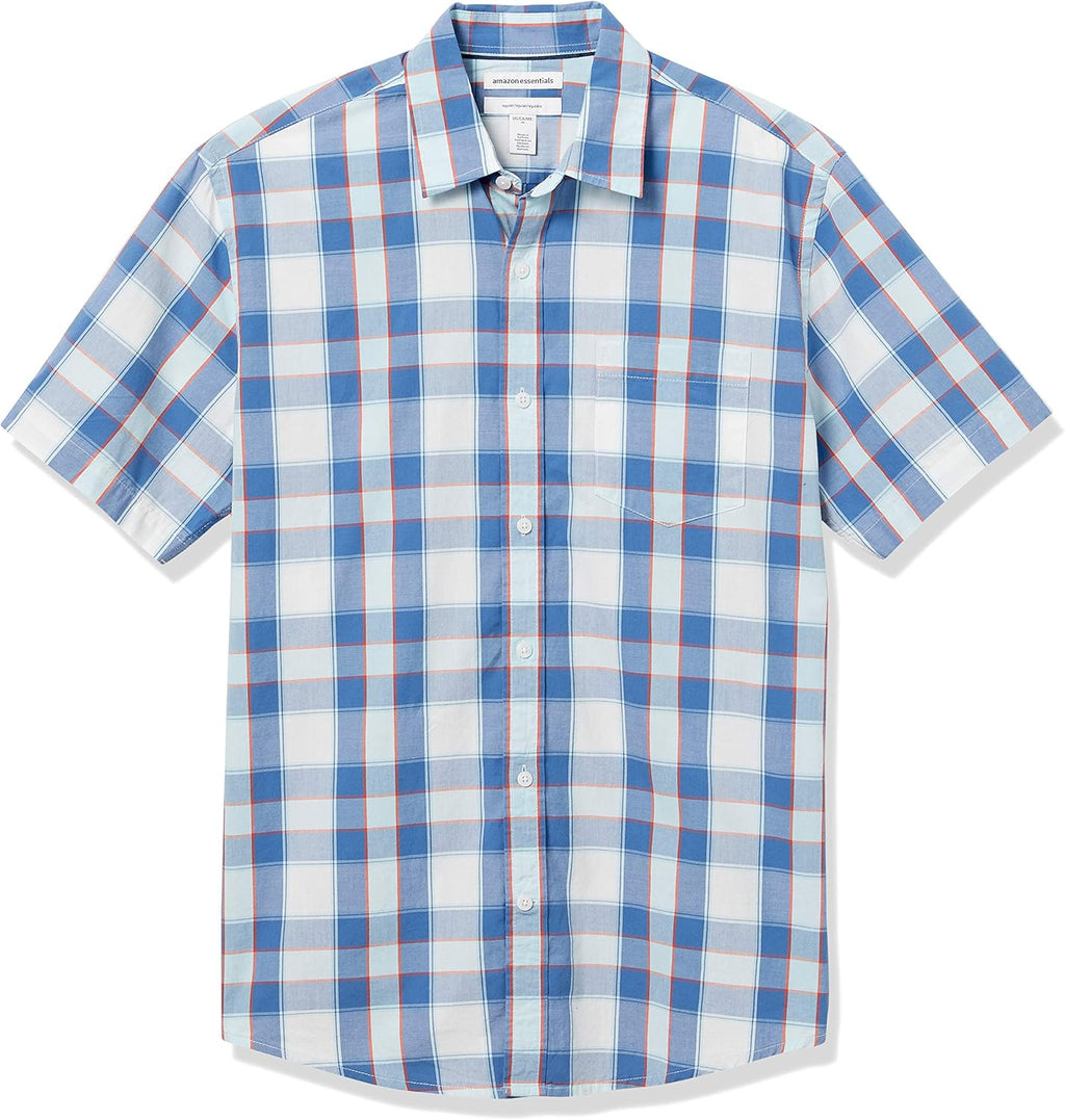 Amazon Essentials Men's Regular-Fit Short-Sleeve Poplin Shirt