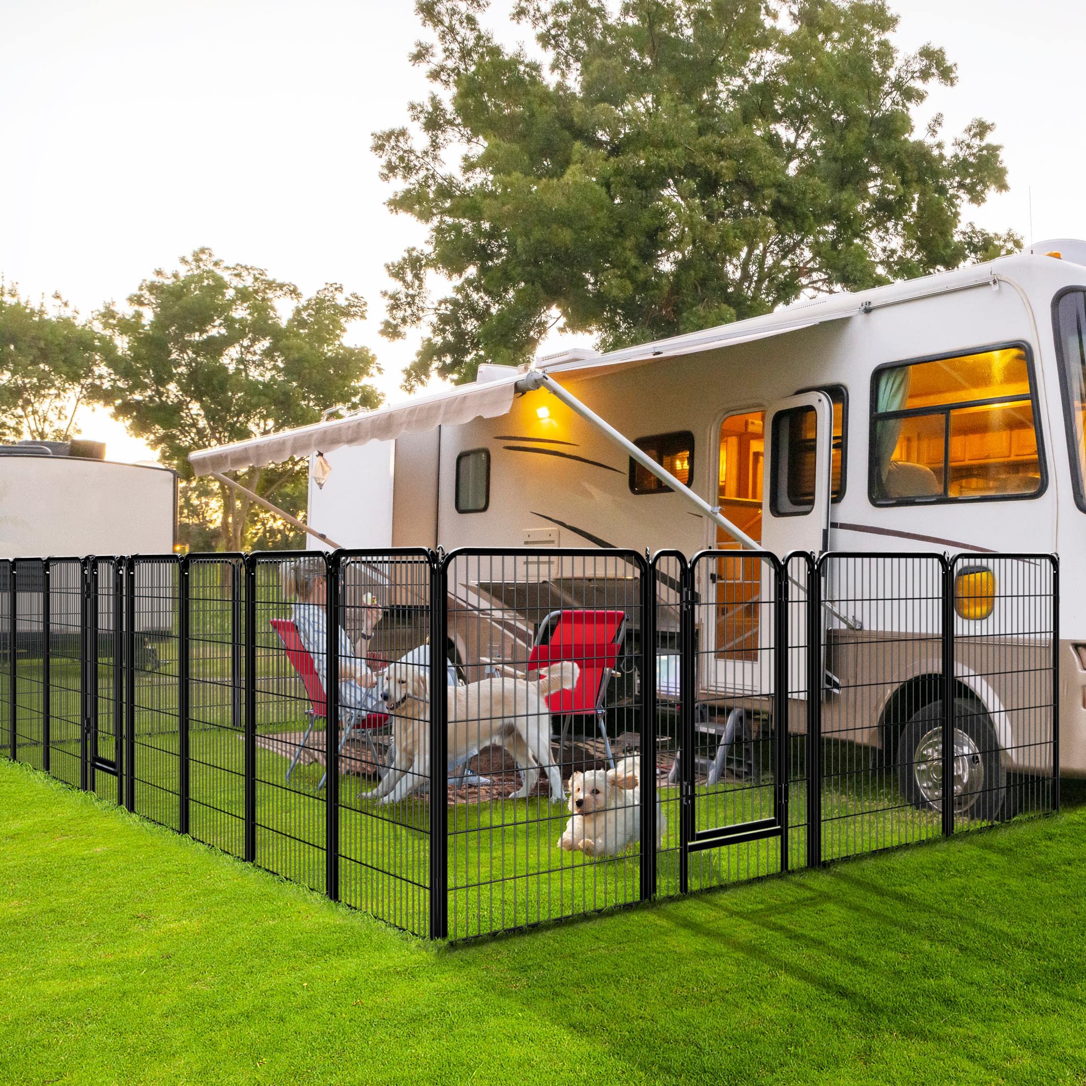 Yaheetech Dog Playpen, 24 inch 2 Panels Dog Pen for Indoor Heavy Duty Puppy Exercise Pen Metal Pet Fence for RV Camping/Yard/Garden
