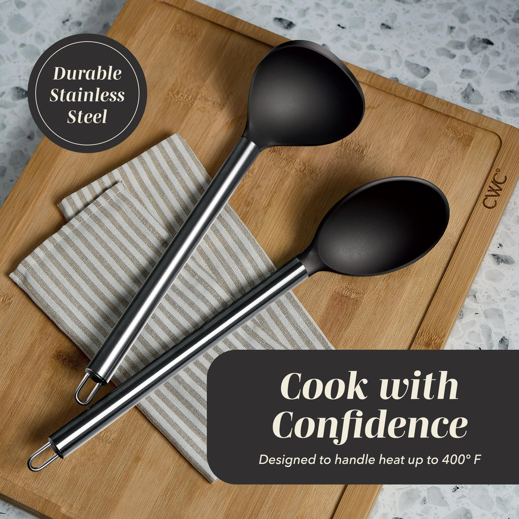 COOK WITH COLOR Silicone Cooking Utensils, Kitchen Utensil Set, Easy to Clean Silicone Kitchen Utensils, Cooking Utensils for Nonstick Cookware, Kitchen Gadgets Set with Holder, 10 Pieces