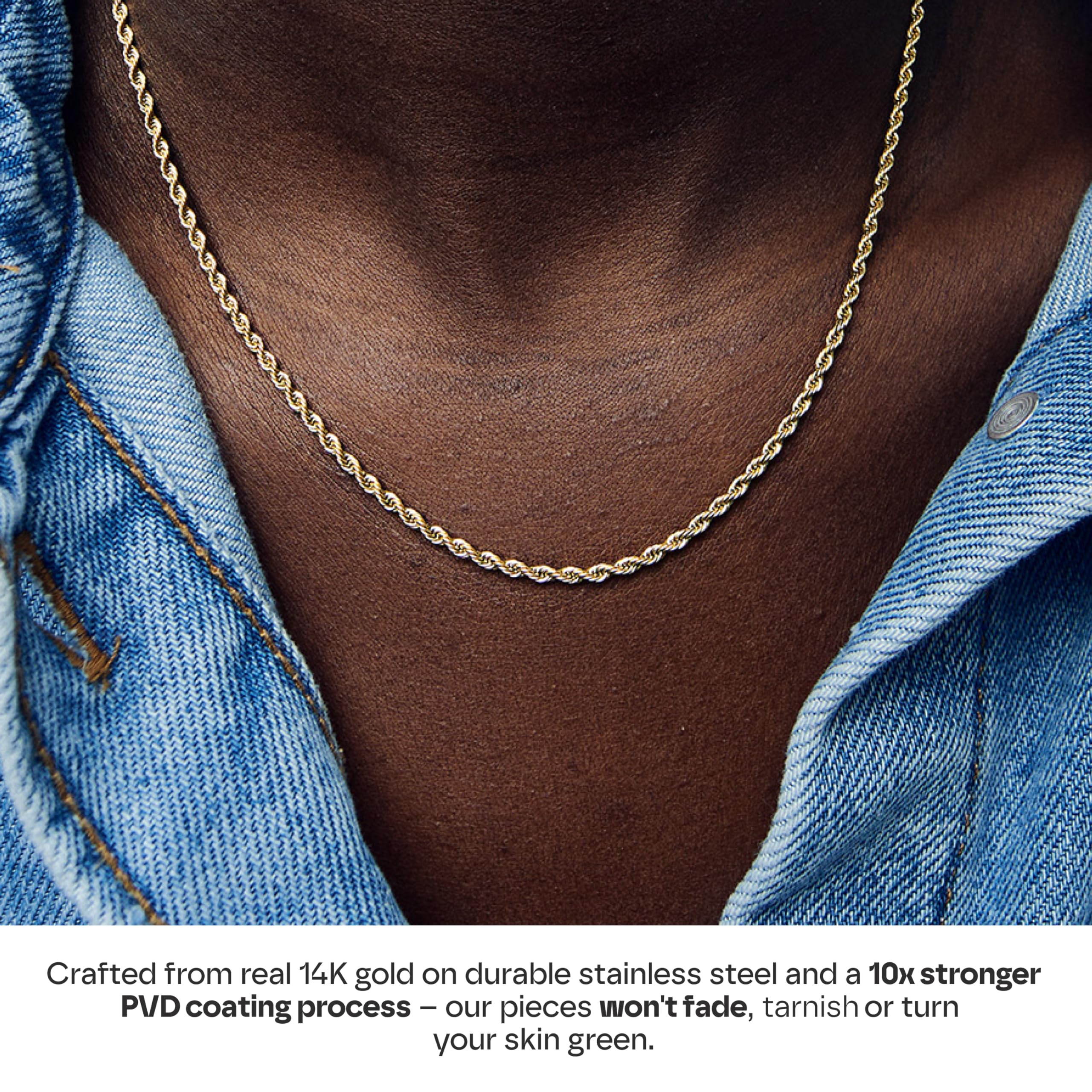 Hey Harper Gold Necklace For Women Trendy Necklace - 14K Golden PVD Coating Waterproof & Sweatproof Non Tarnish Jewelry Chain Necklaces