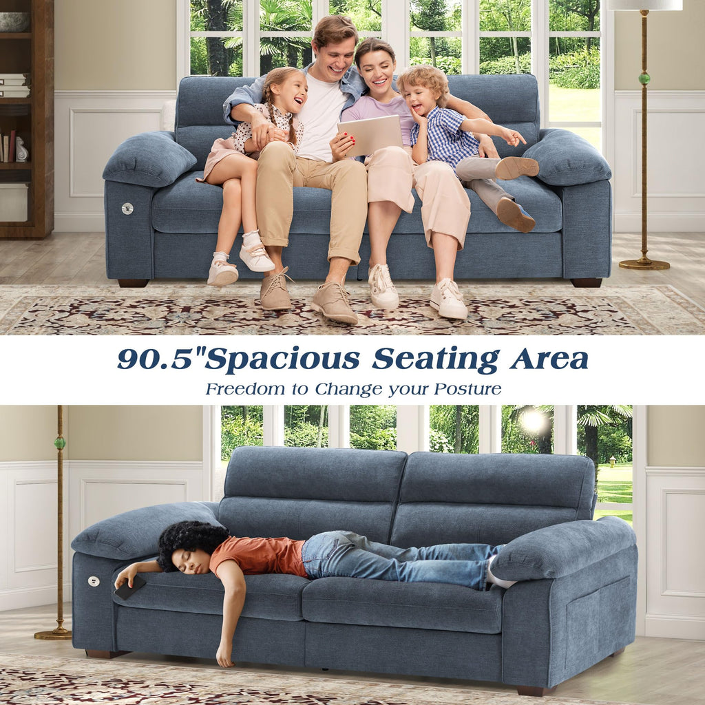 WorthFurni Sofas for Living Room, Chenille Loveseat Couch Set, Small Sofa, 3 Seater Sofa, USB Charging, Removable Sofa Cover,Solid Wood Frame, Easy to Install(70inch,Beige)