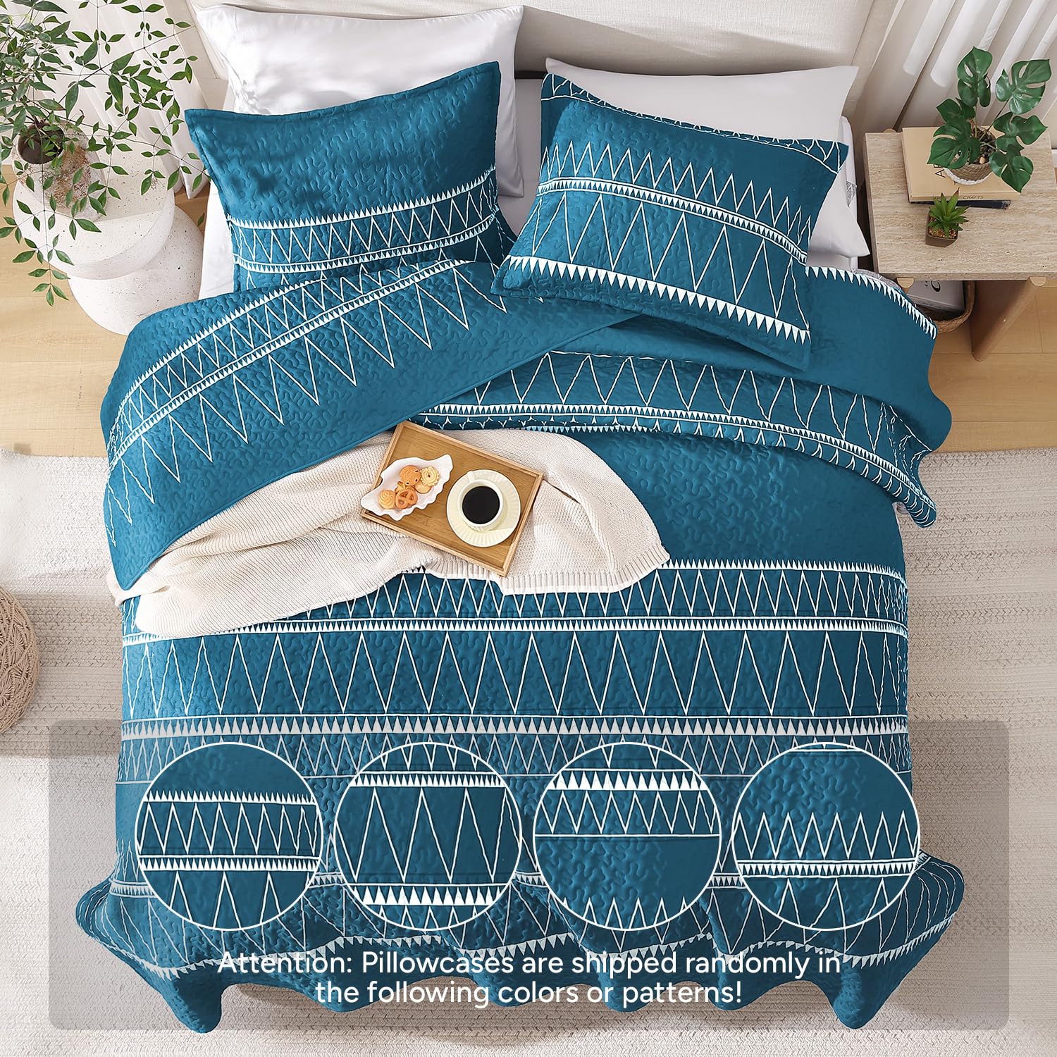 Andency Twin Quilt Set Grey, 2 Pieces Boho Lightweight Soft Striped Bedspread for All Season (68"x86"), Gray Printed Bohemian Polyester Reversible Coverlet Comoforter Sets