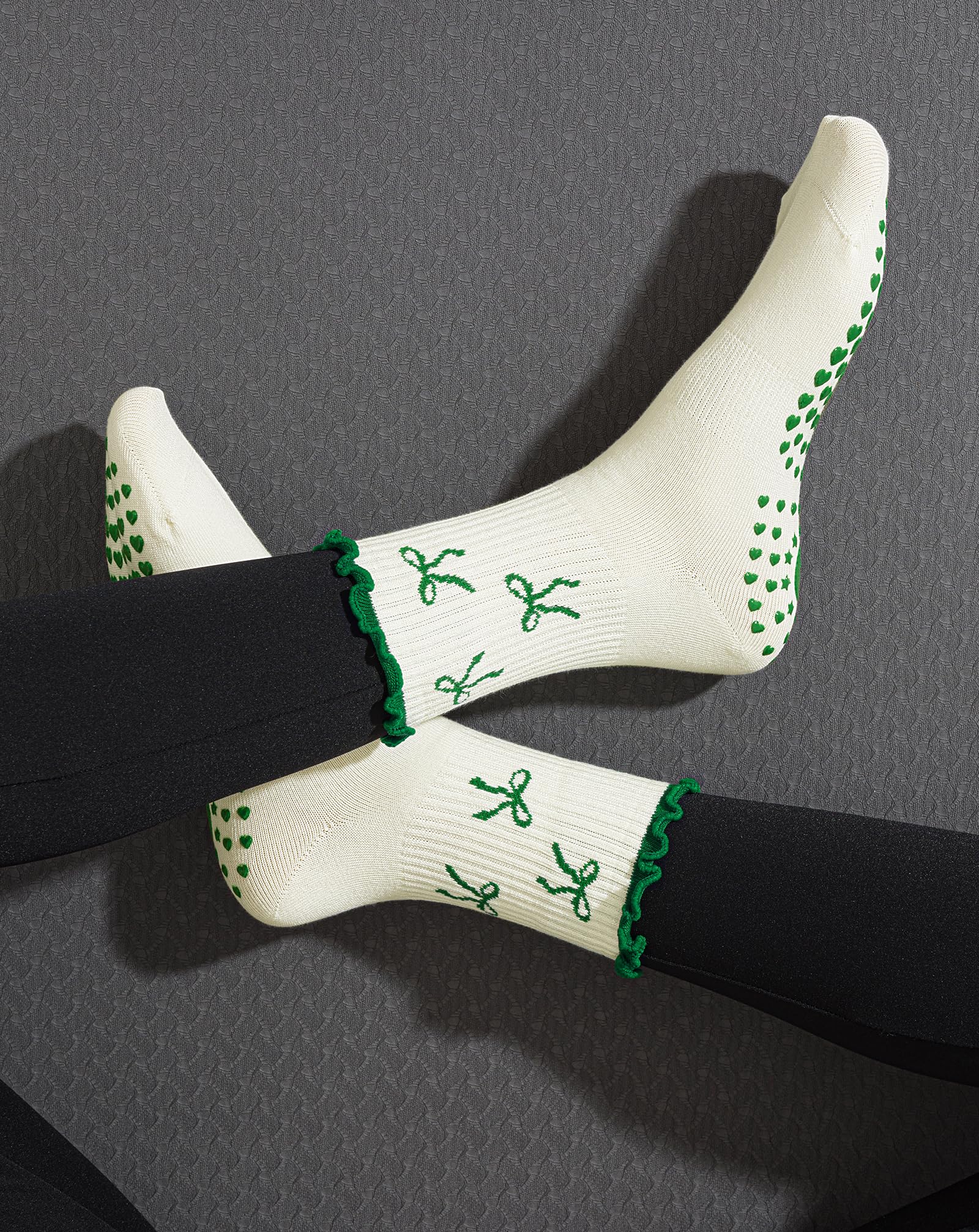 Yawlsow Pilates Grip Socks for Women Yoga Grippy Socks Cute Barre Non Skid Athletic Crew Sticky Sock Workout Hospital