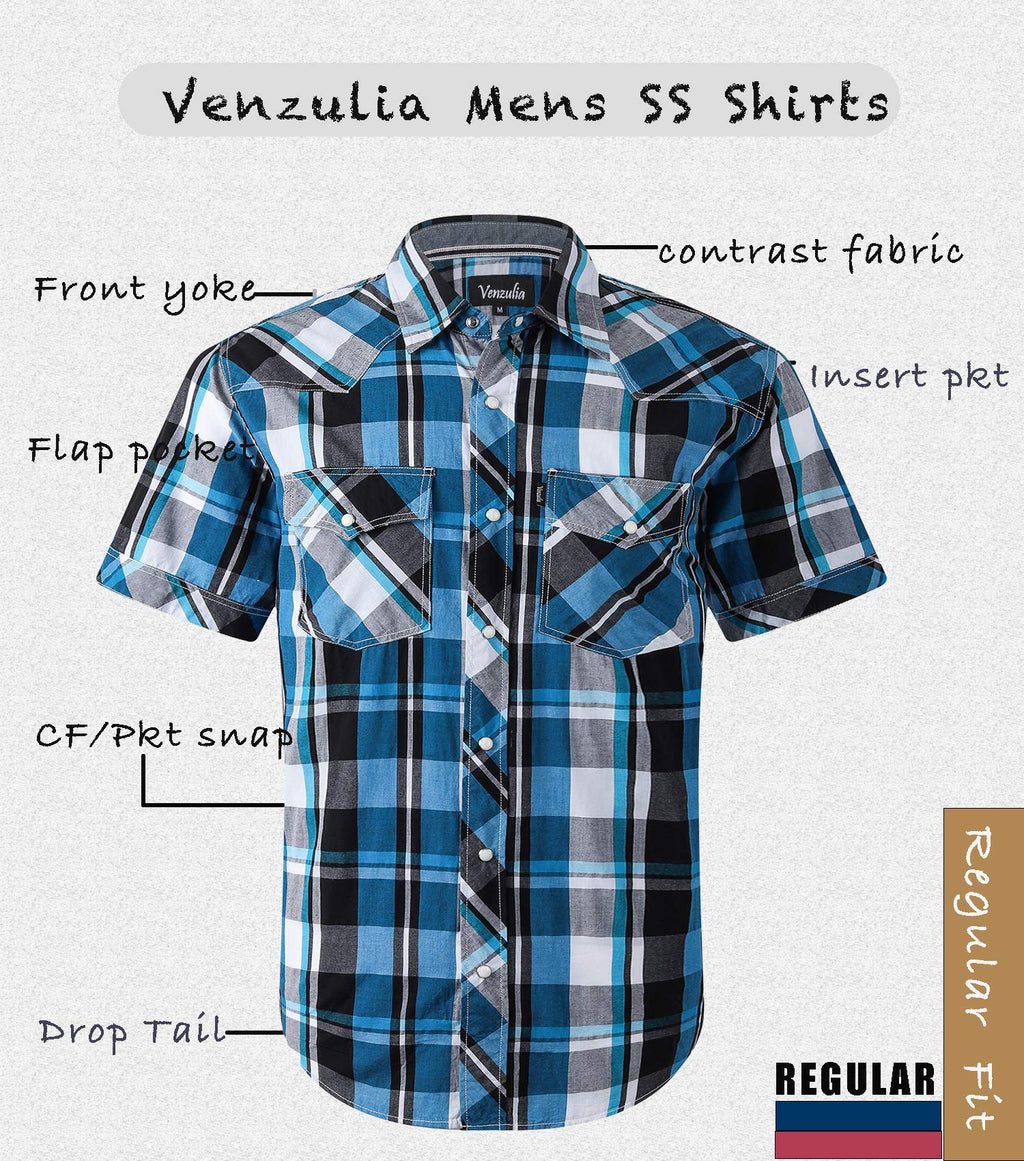 Men's Western Snap Casual Shirt Two Pocket Short Sleeve Shirt