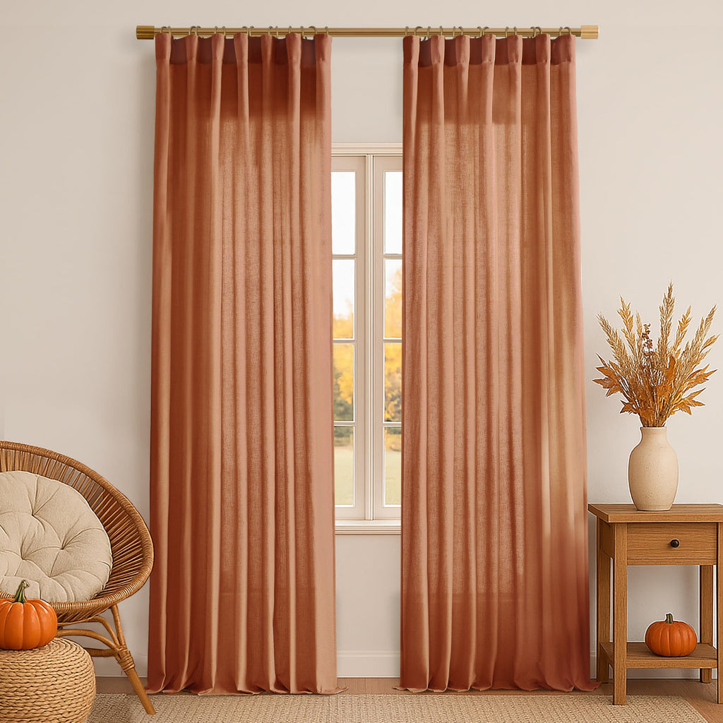 XTMYI 54 Inch Length Sheer Curtains 2 Panels Set for Bathroom,Linen Cotton Semi Privacy Boho Short Curtains for Kitchen Window Bedroom Living Room,40x54 in Long,Cream Ivory Off White