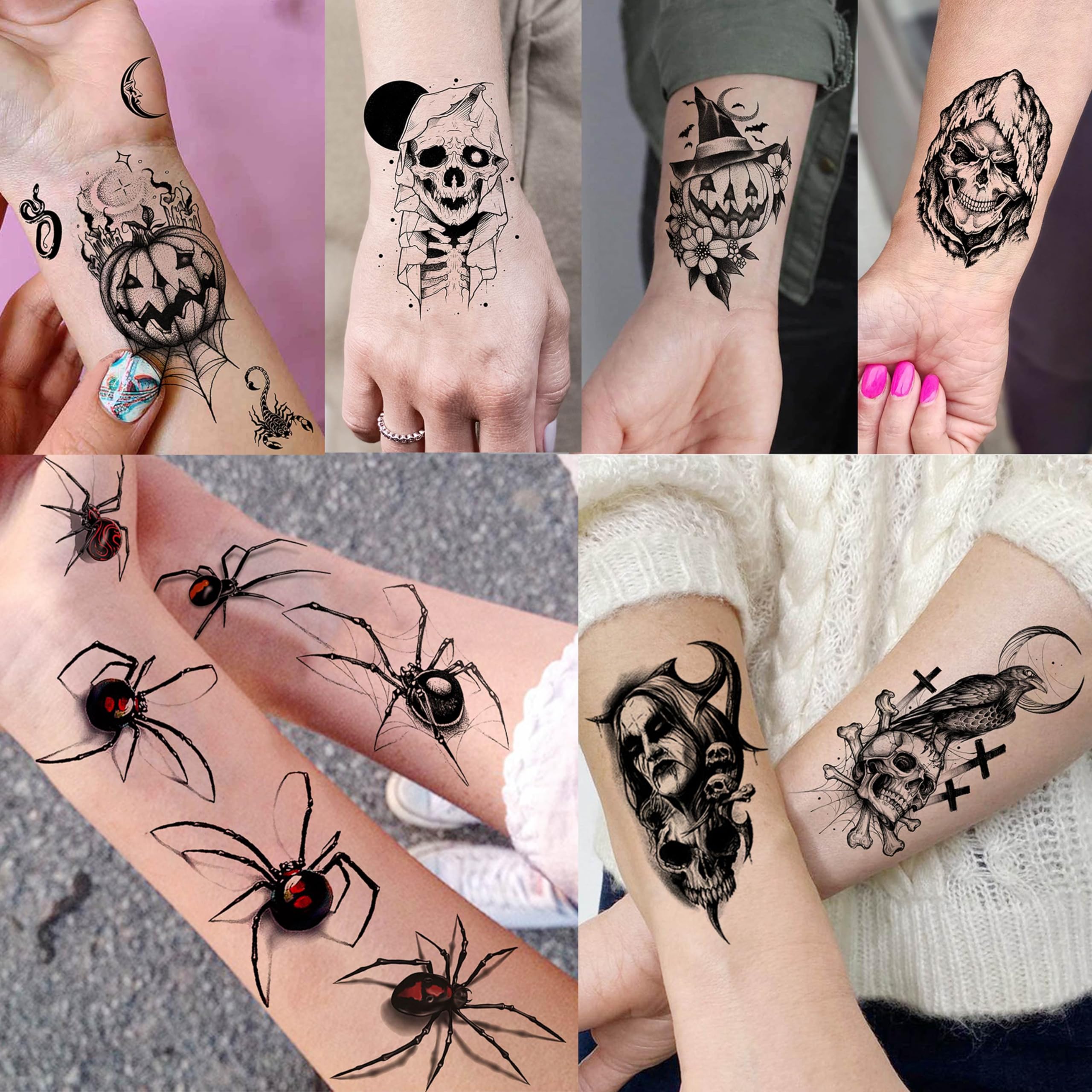 EGMBGM 52 Sheets Tiny Small Temporary Tattoos For Kids Boys Girls, Tribal Animals Butterfly Anchor Compass Tattoo Stickers For Men Women, 3D Cute Flower Fake Face Tatoo Kits Sets For Neck Arm Hands