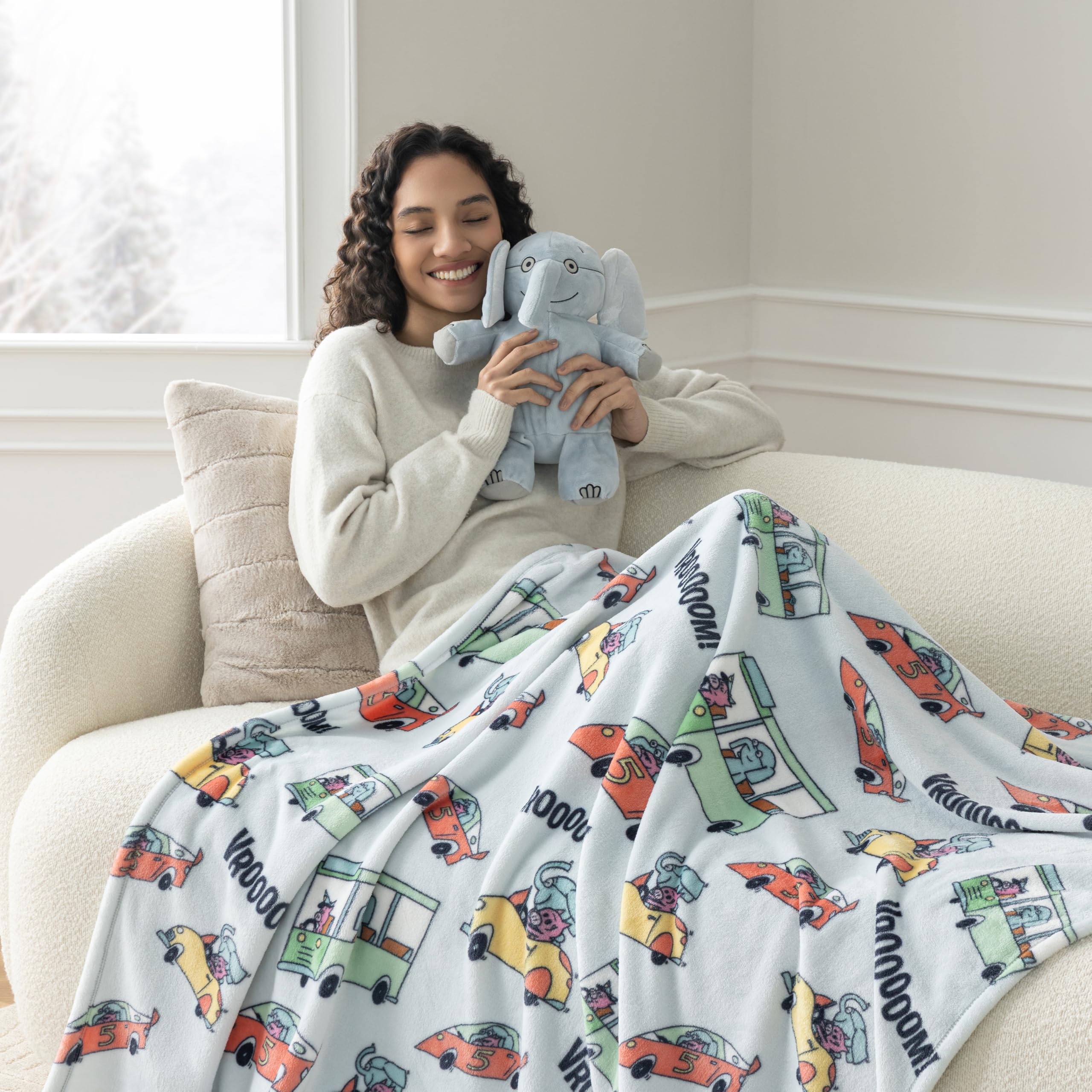 Berkshire Blanket VelvetLoft® Luxury Soft Polyester Throw Blanket, Don’t Let The Pigeon Drive The Bus, 50 x 70in(Official Mo Willems® Product)