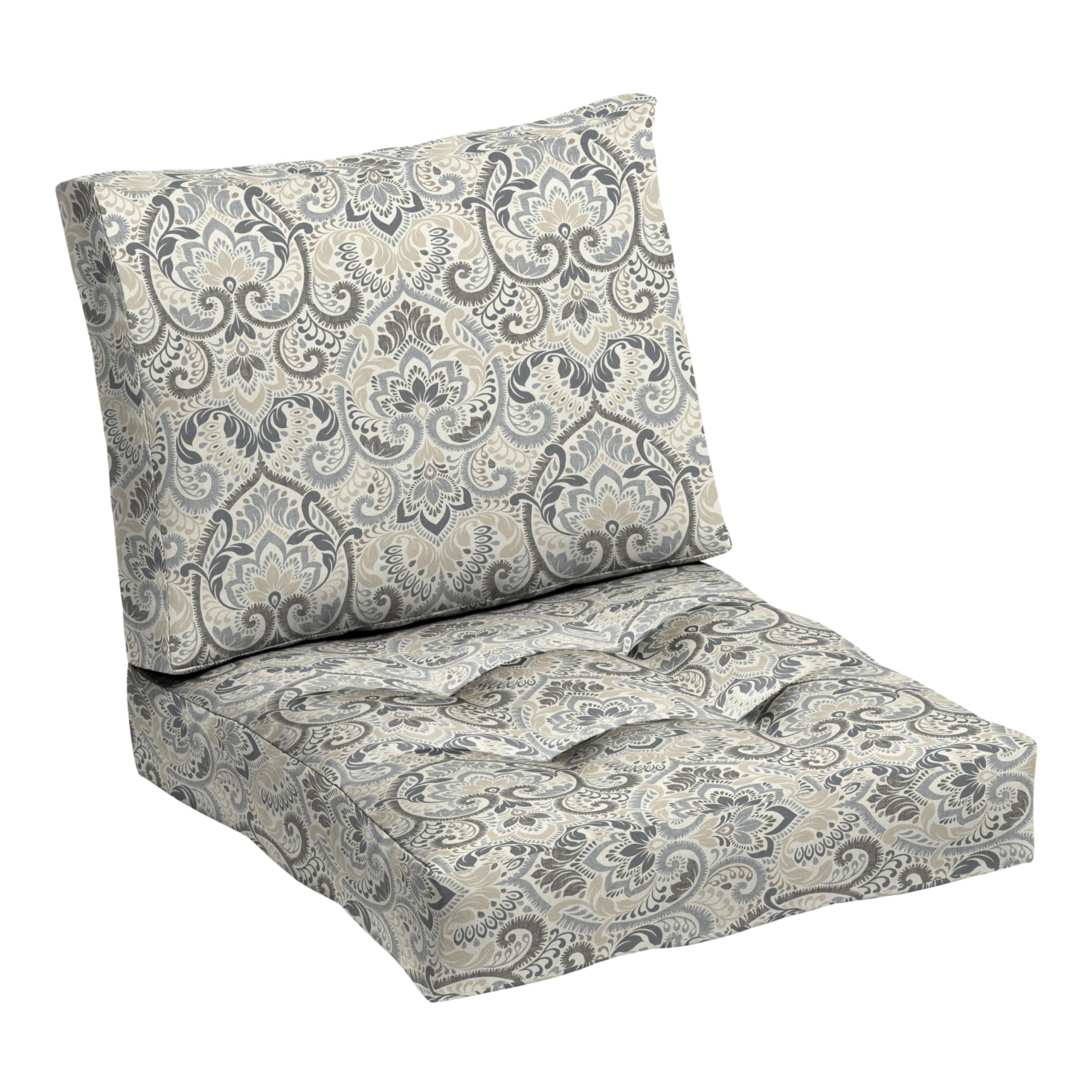 Arden Outdoor Plush Modern Tufted Blowfill Deep Seat Set, 24 x 24, Water Repellent, Fade Resistant, Deep Seat Bottom and Back Cushion for Chair and Sofa, Alana Tile