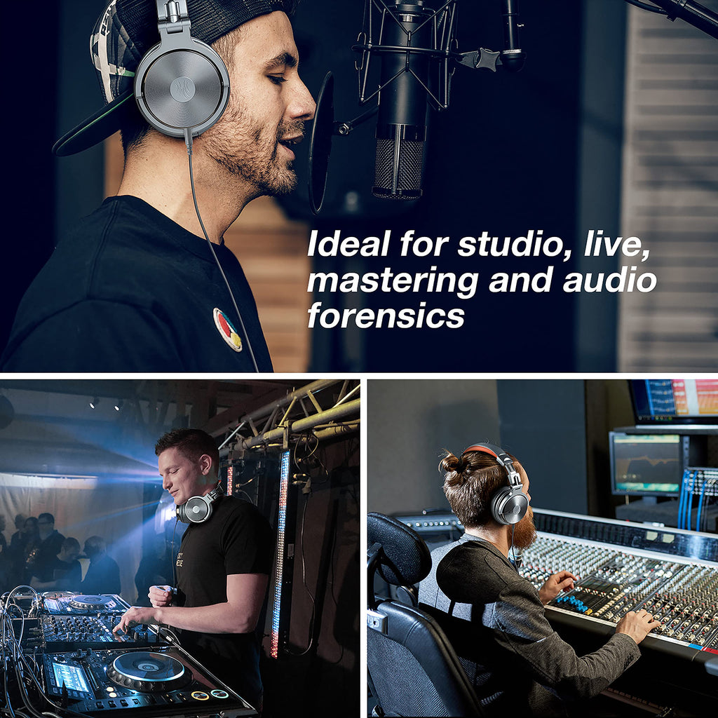 OneOdio Hi-Res Over Ear Headphones for Studio Monitoring and Mixing, Sound Isolation, Protein Leather Earcups, 50mm Driver Unit, Wired Headphones for AMP Guitar Keyboard (Pro-50 Black)