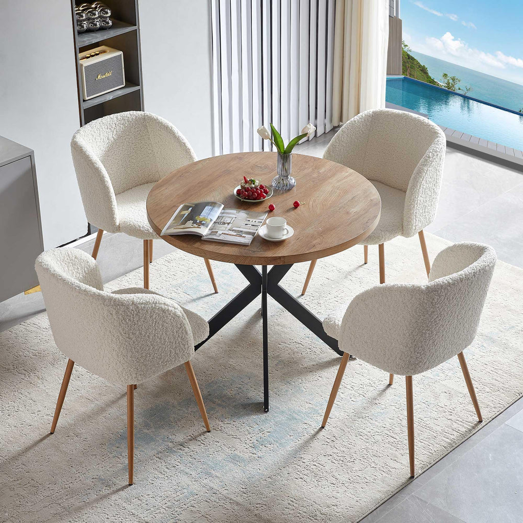 Homedot Dining Table Set for 2 with Black Dining Chairs, 3-Piece Compact Kitchen Table Set for Small Spaces, Rustic Brown Round Table Wooden with Upholstered Dining Side Chairs for Living Room