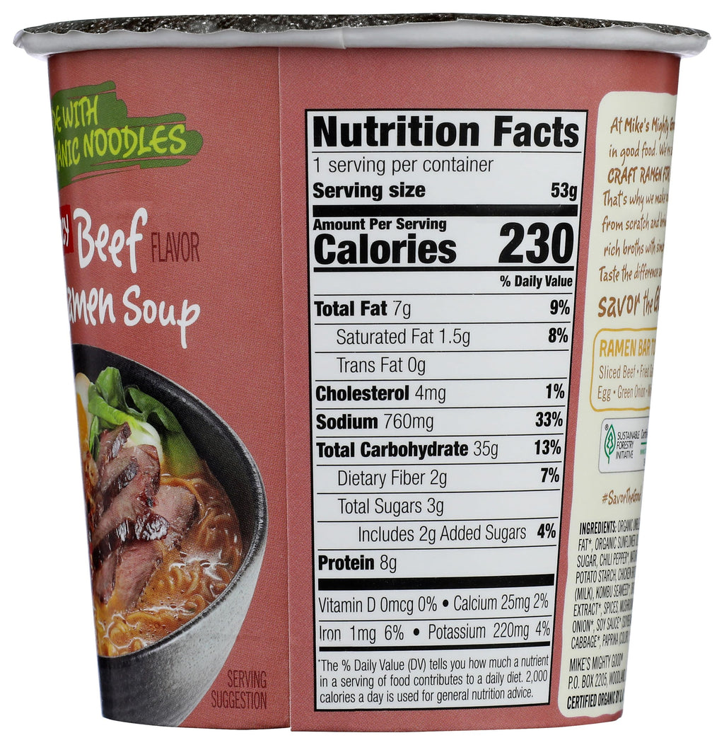 Mike's Mighty Good, Spicy Beef Ramen Cup, 1.8 Ounce