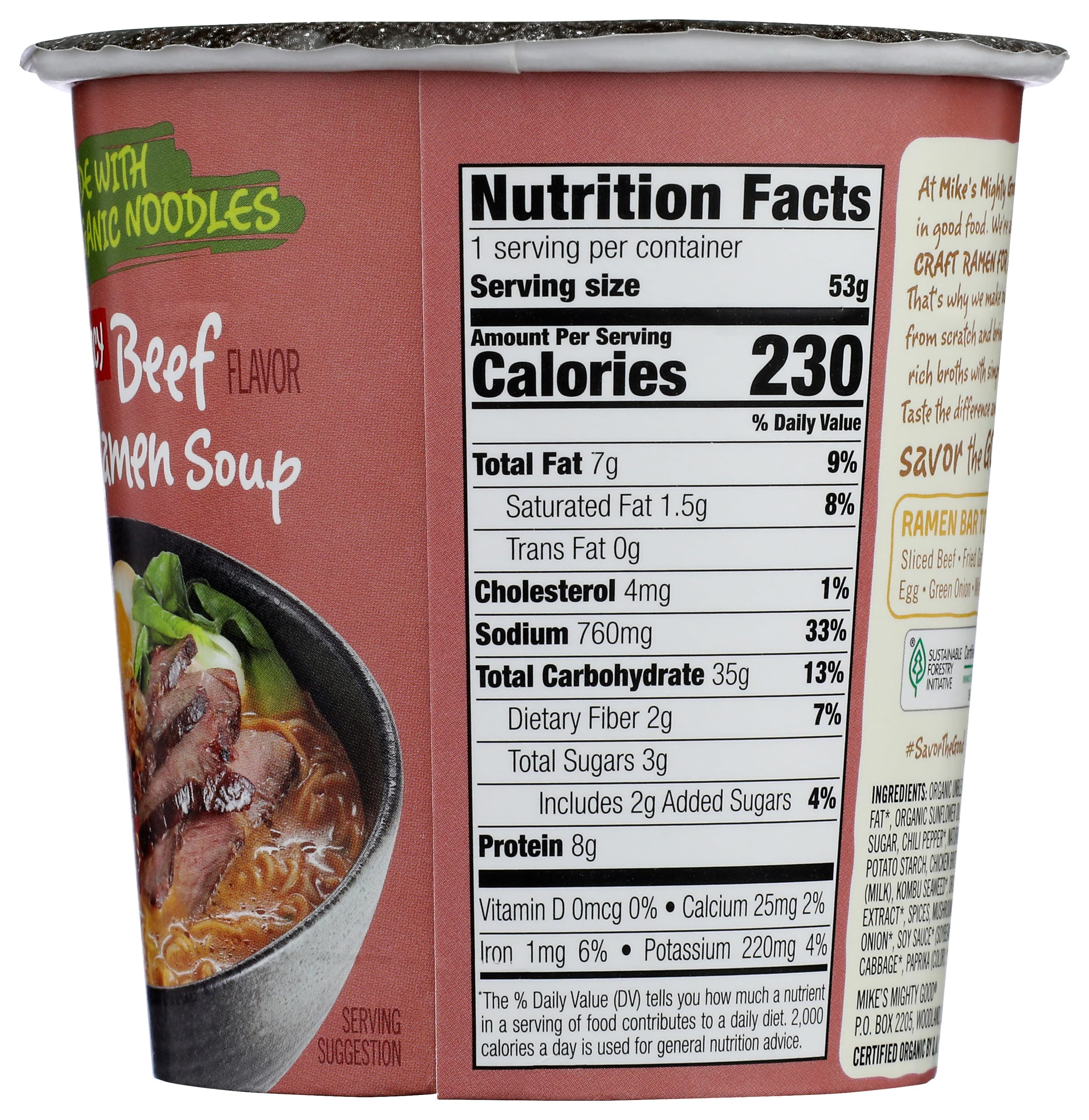 Mike's Mighty Good, Spicy Beef Ramen Cup, 1.8 Ounce