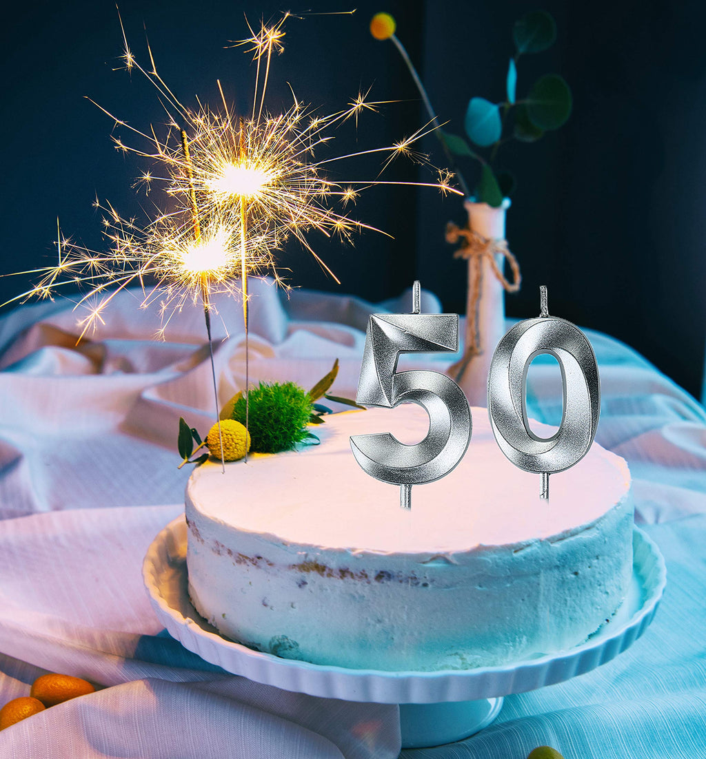 Bailym Black 50th Birthday Candles, Number 50 Cake Topper for Men Birthday Decorations Party Decoration