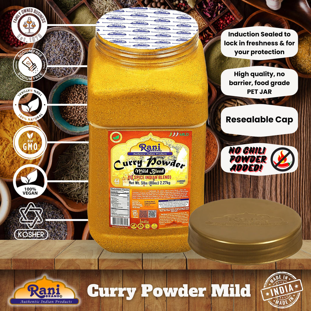 Rani Curry Powder Mild (10-Spice Authentic Indian Blend) 3oz (85g) PET Jar ~ All Natural | Salt-Free | NO Chili or Peppers | Vegan | No Colors | Gluten Friendly | NON-GMO | Kosher | Indian Origin