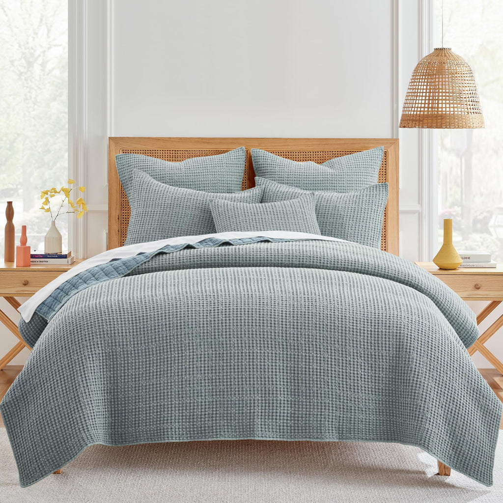 Levtex Home Mills Waffle Twin Bedspread Set (84x104in) with 1 Pillow Sham (26x20in) - Adobe - 100% Cotton Twin Size Bedspread Set - Lightweight, Soft, Pre-Washed