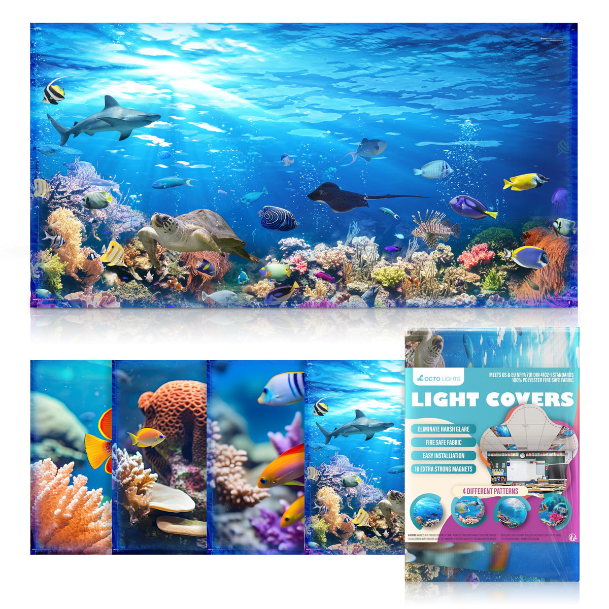 Fluorescent Light Covers for Ceiling Lights - 4 Seasons Magnetic Cover for Fluorescent Or LED Fixture - Must Haves Teacher Supplies - Classroom, Home, Office Cubicle Decor - Filters Overhead Lighting
