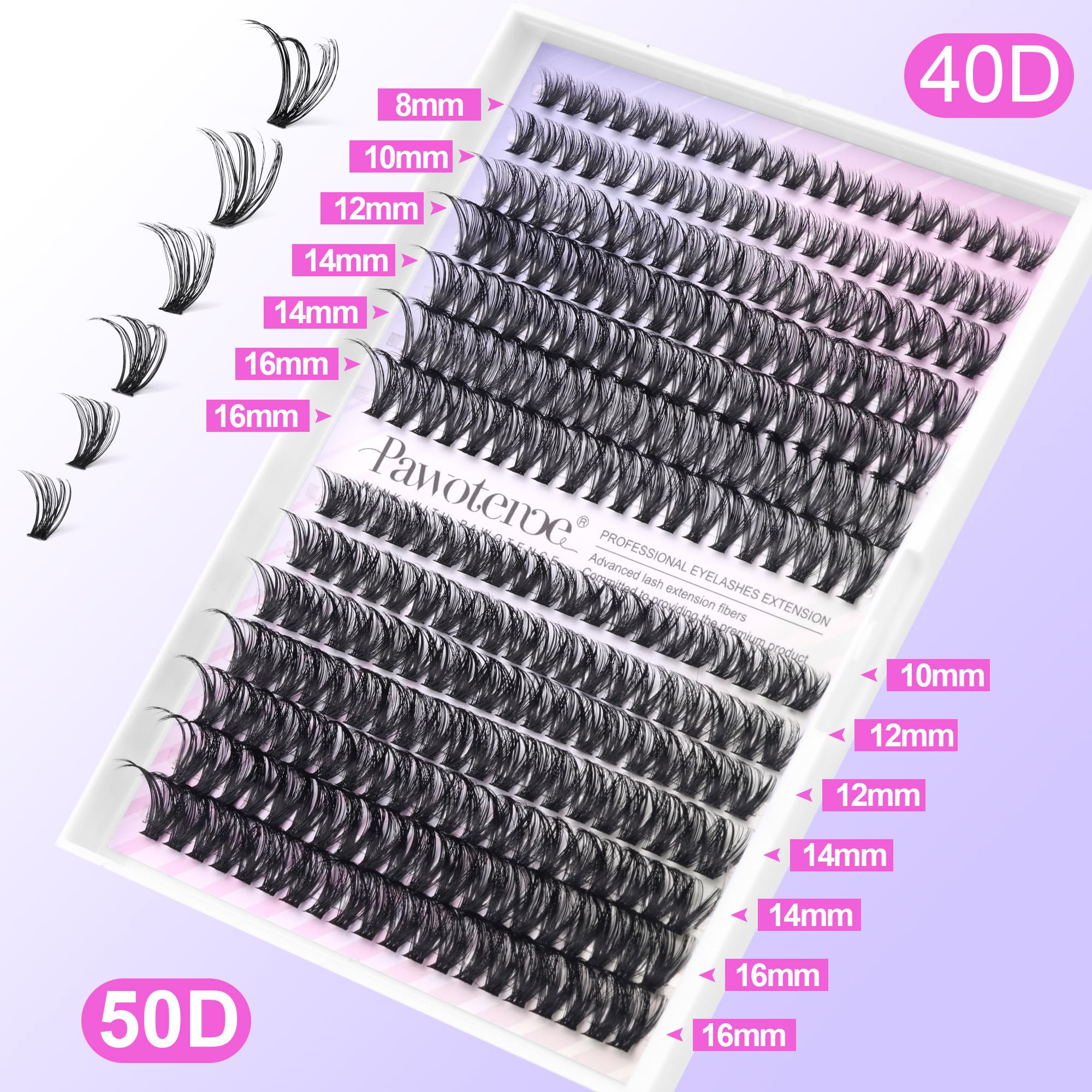 Pawotence Lash Extension Kit DIY 280pcs Individual Lash Clusters Kit 20D&30D Natural 9-15mm Cluster Eyelash Extensions Kit with Lash Bond and Seal, Tweezers for Self Use (20D&30D, 0.07D, 9-15mm, Kit)