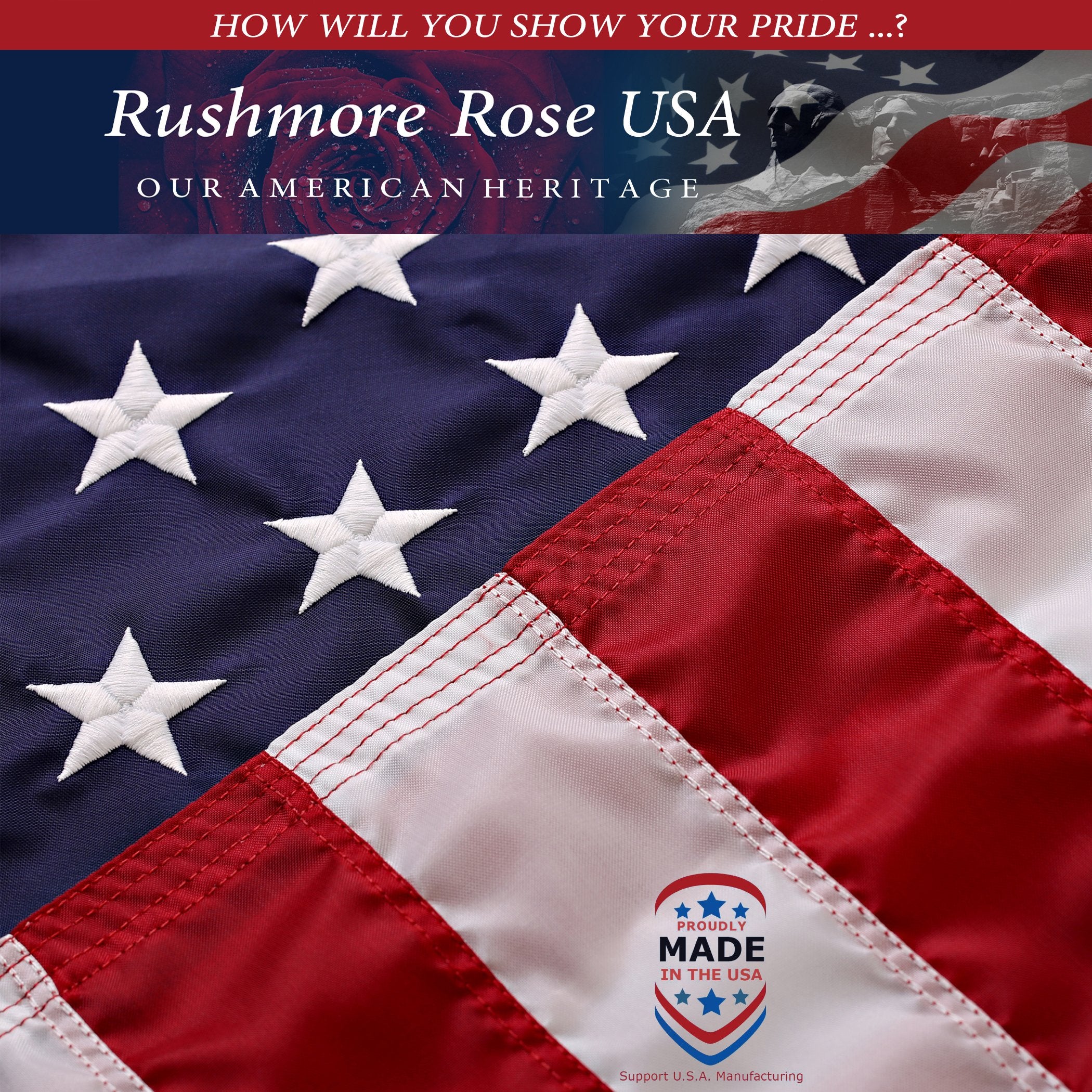 2X3 American Flag for Outside | American Flag Made in USA Heavy Duty American Flags for Outside 2X3 with Embroidered Stars and Sewn Stripes - All Weather US