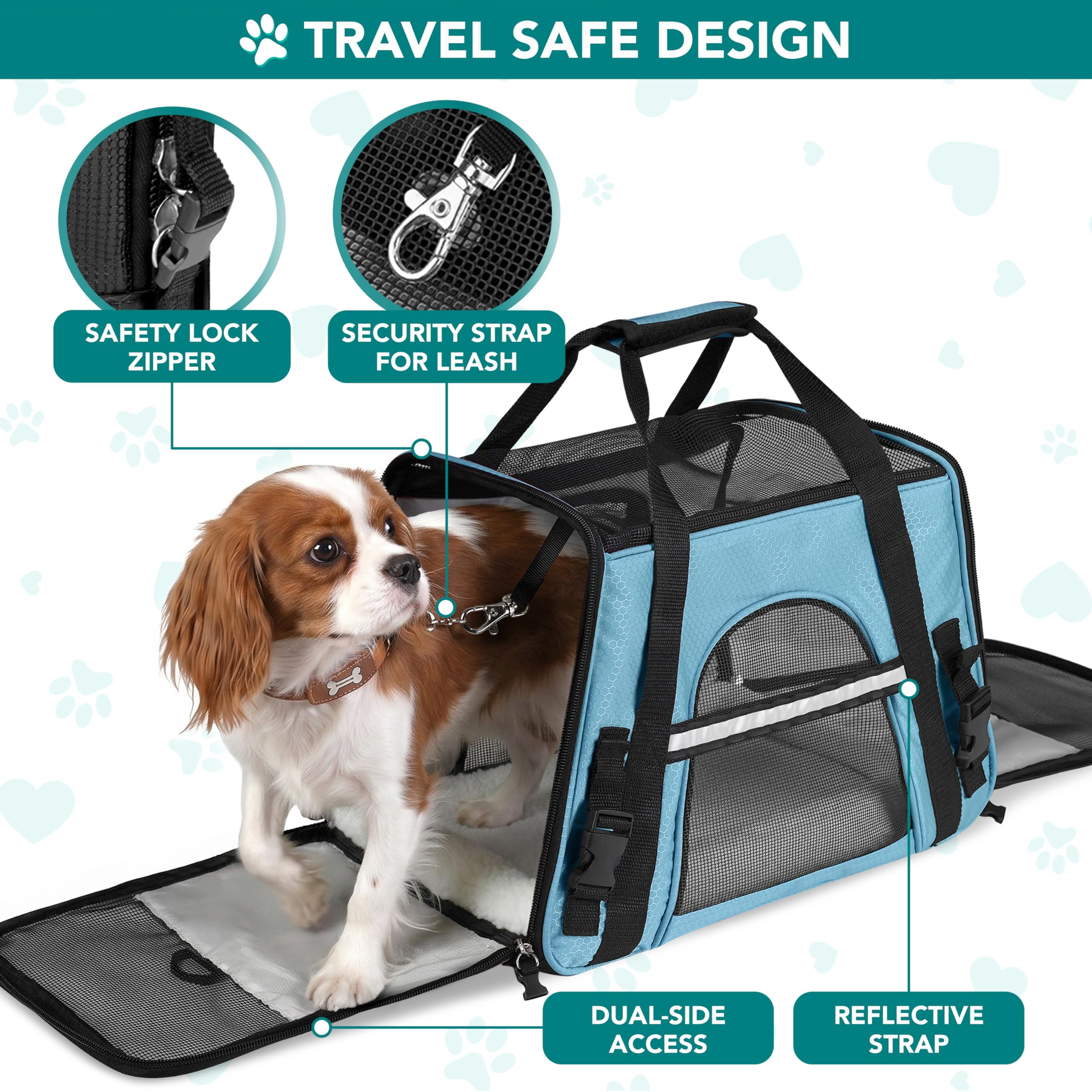 PetAmi Airline Approved Pet Carrier for Cats & Small Dogs, Soft Sided TSA Travel Carrier Bag with Sherpa Bed, Breathable Mesh Ventilation, Collapsible Bowl, Fits Under Seat, Up to 18 lbs, Small Black