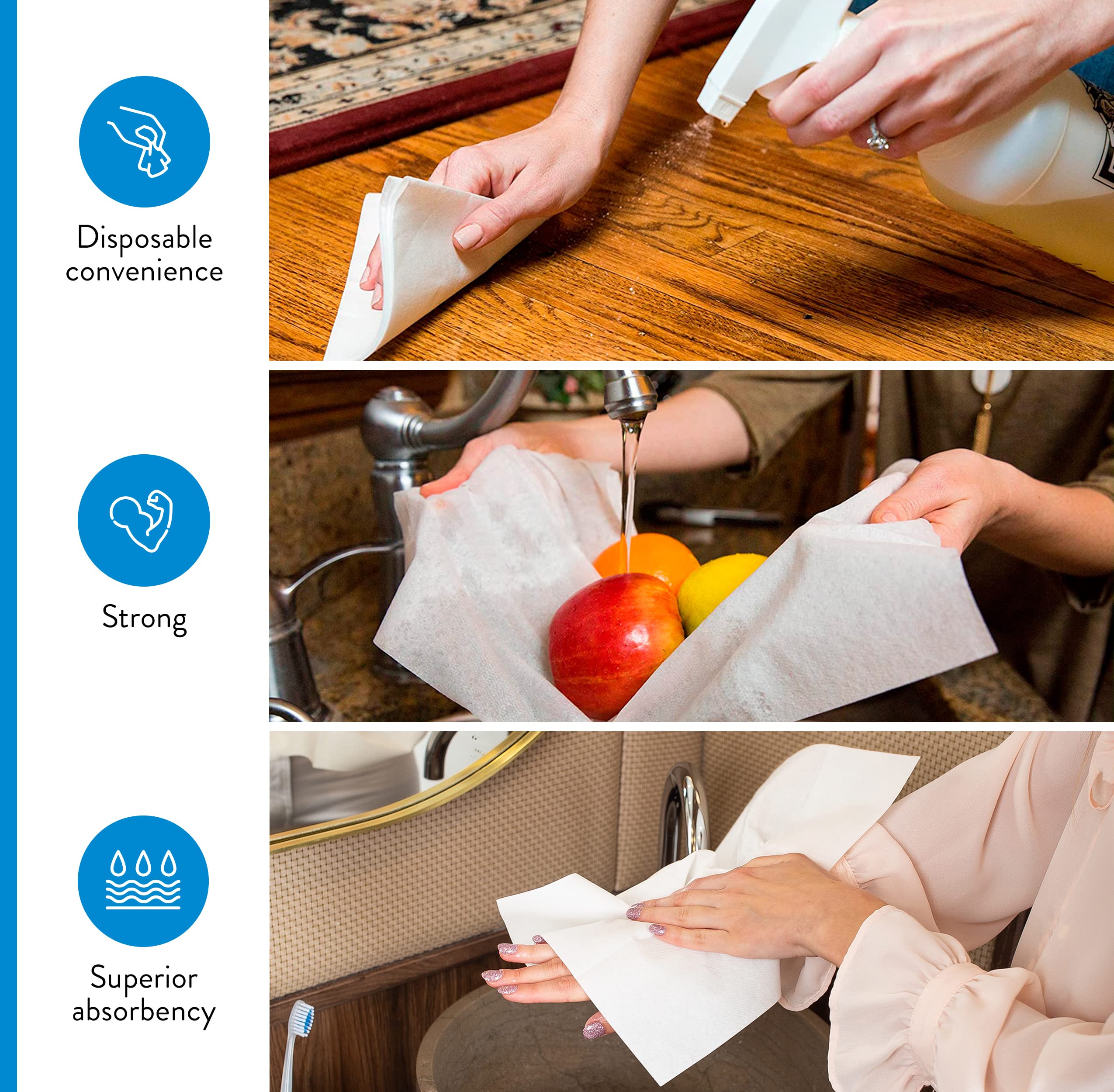 AH AMERICAN HOMESTEAD Disposable Napkins – Premium Guest Towel Napkins, Soft Linen-Feel Guest Towels for Bathroom, Disposable Hand Towels for Kitchen & Entertaining, White 12 x 17 (50 Count-Quilted)