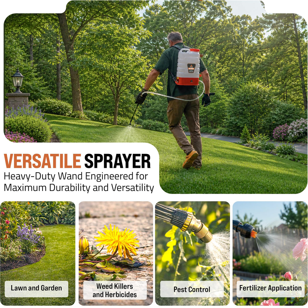 PetraTools 3 Gallon Battery Powered Backpack Sprayer in Lawn and Garden - HD3000 - Long Battery Life & Padded Straps for Comfort - Electric Sprayer w/ 6 Spray Nozzles & 80PSI (3 Gallon)