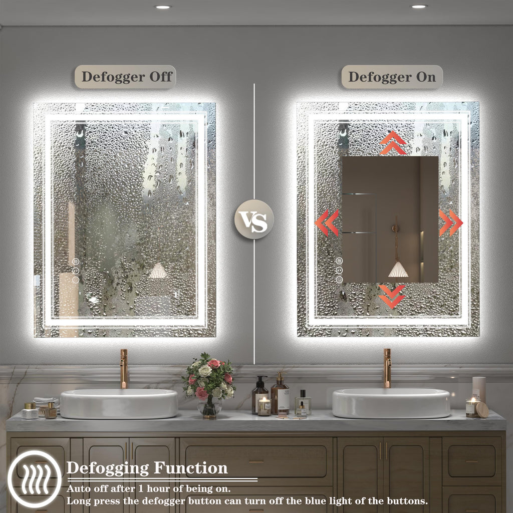 20x28 LED Bathroom Mirror, Vanity Mirror with Lights, Backlit and Front lit Mirror for Wall, Dimmable, Anti-Fog, Shatterpoof, Memory (Horizontal/Vertical)