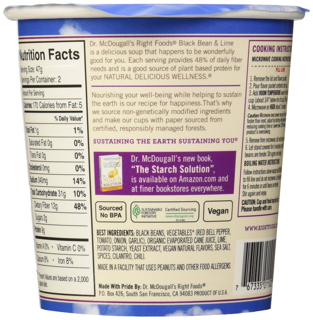 Dr. McDougall's Vegan Black Bean & Lime Soup, 3.4 oz