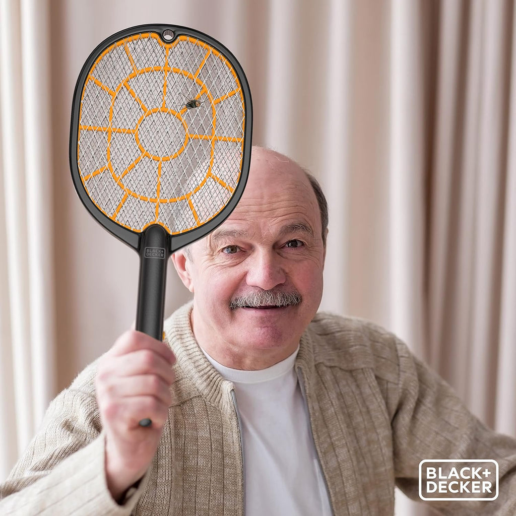 Bug Zapper Racket – Electric Fly Swatter for Gnats, Mosquitoes, & More – Harmless-to-Humans Outdoor Bug Zapper Battery Operated – Handheld Electric Fly Swatter –Indoor Racket
