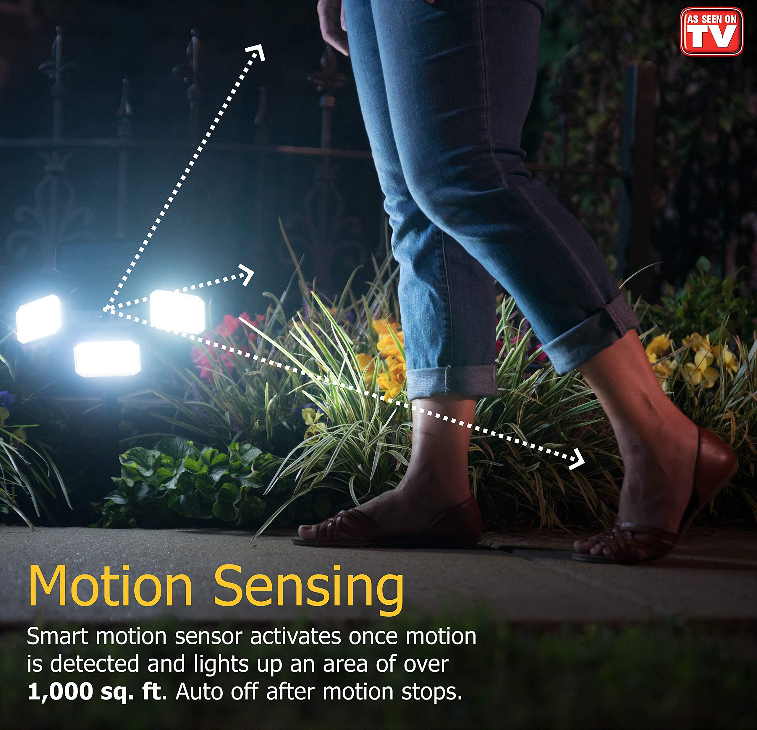Bell+Howell Bionic Flood Light ASON TV, Solar Lights Outdoor Waterproof- 50% Brighter 108 COB-LED's w/Motion Sensor 180° Swivel, Adjustable Panels for Garden, Lawn and Patio As Seen On TV