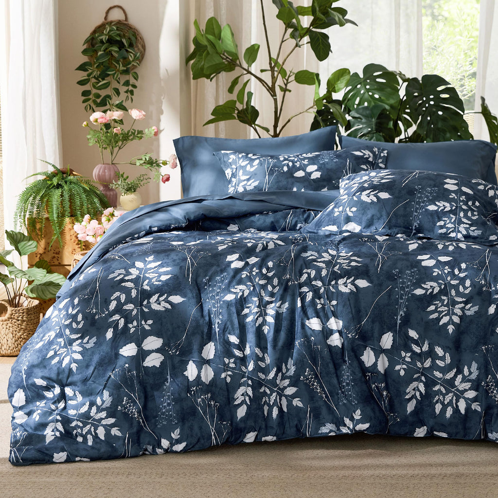 Bedsure Twin Comforter Set - 5 Pieces Floral Sage Green Soft Bedding Sets, Twin Bed in a Bag with Botanical Flowers Comforter, Sheets, Pillowcase & Sham