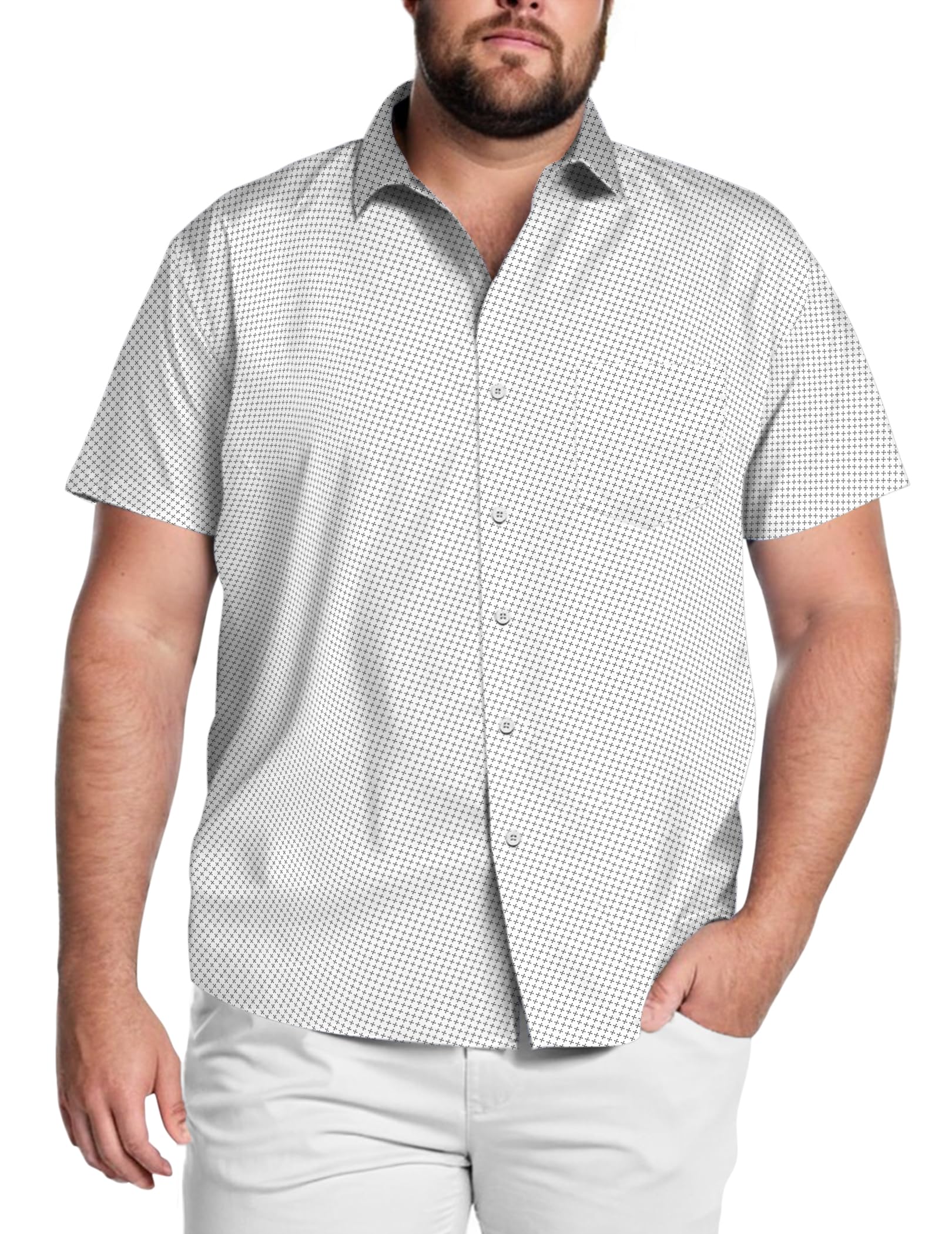COOFANDY Big & Tall Shirts for Men Short Sleeve Button Down Casual Dress Shirts