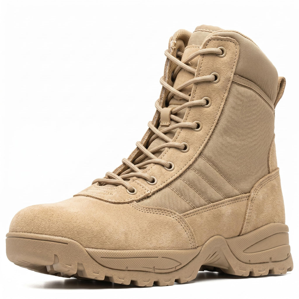 Men's Tactical Boots 8 Inch Side Zipper Military Combat Boots Leather Duty Work Boots for Men Police Motorcycle
