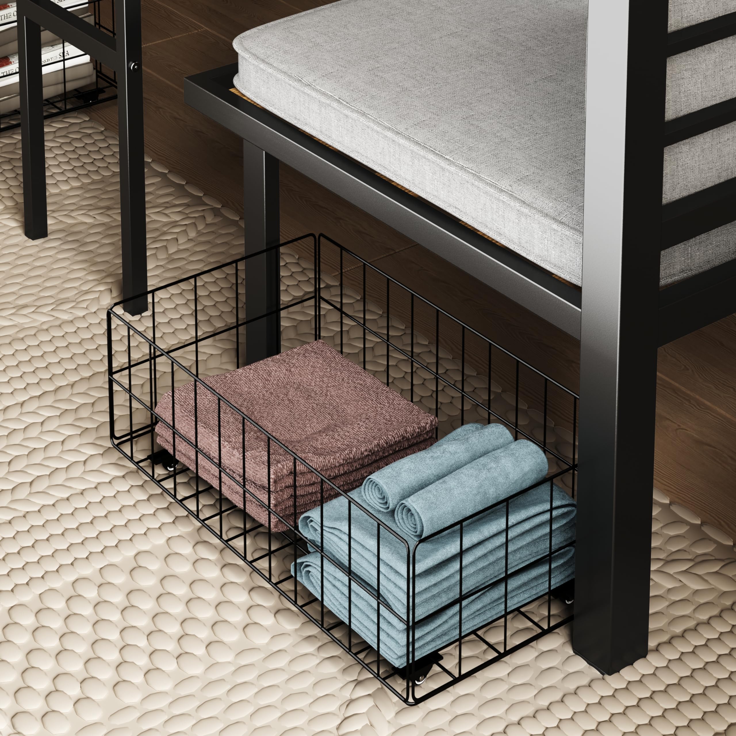 DNYN Twin Size Loft Bed with Desk & Storage Drawers& Table Set for Kids Bedroom,Covertible Twin-Over-Twin Bunkbeds Design,Easy Assemble & Space Saving & No Box Spring Needed,for Small Space, Black