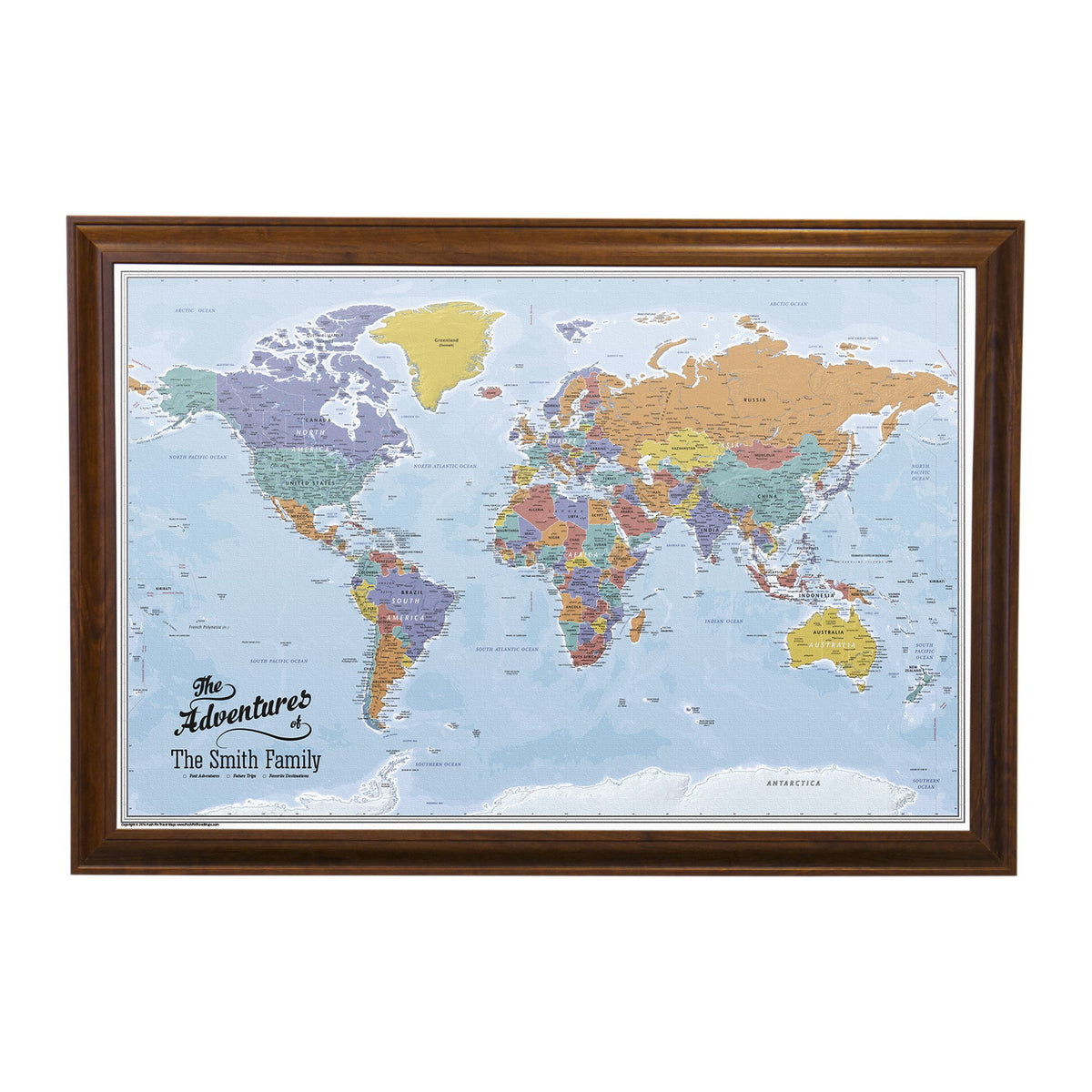 Personalized Canvas Rolled Poster World Map Wall Art with Pins – Large 24" x 36" Blue Oceans Map of the World – Push Pin Travel Decor for Home or Office