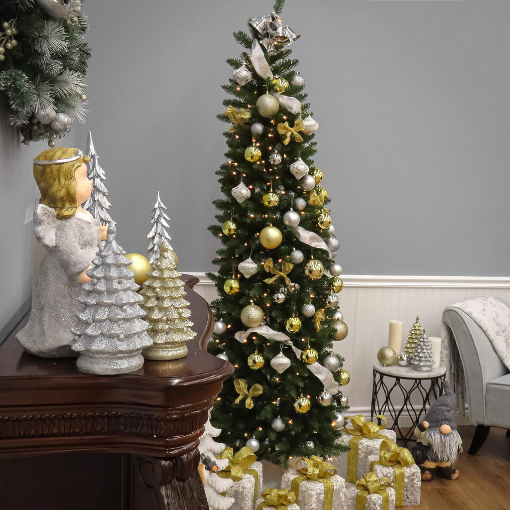 National Tree Company 7.5 ft Unlit Kingswood Fir Slim Artificial Christmas Tree, 1,075 Tips, Includes Stand, Green