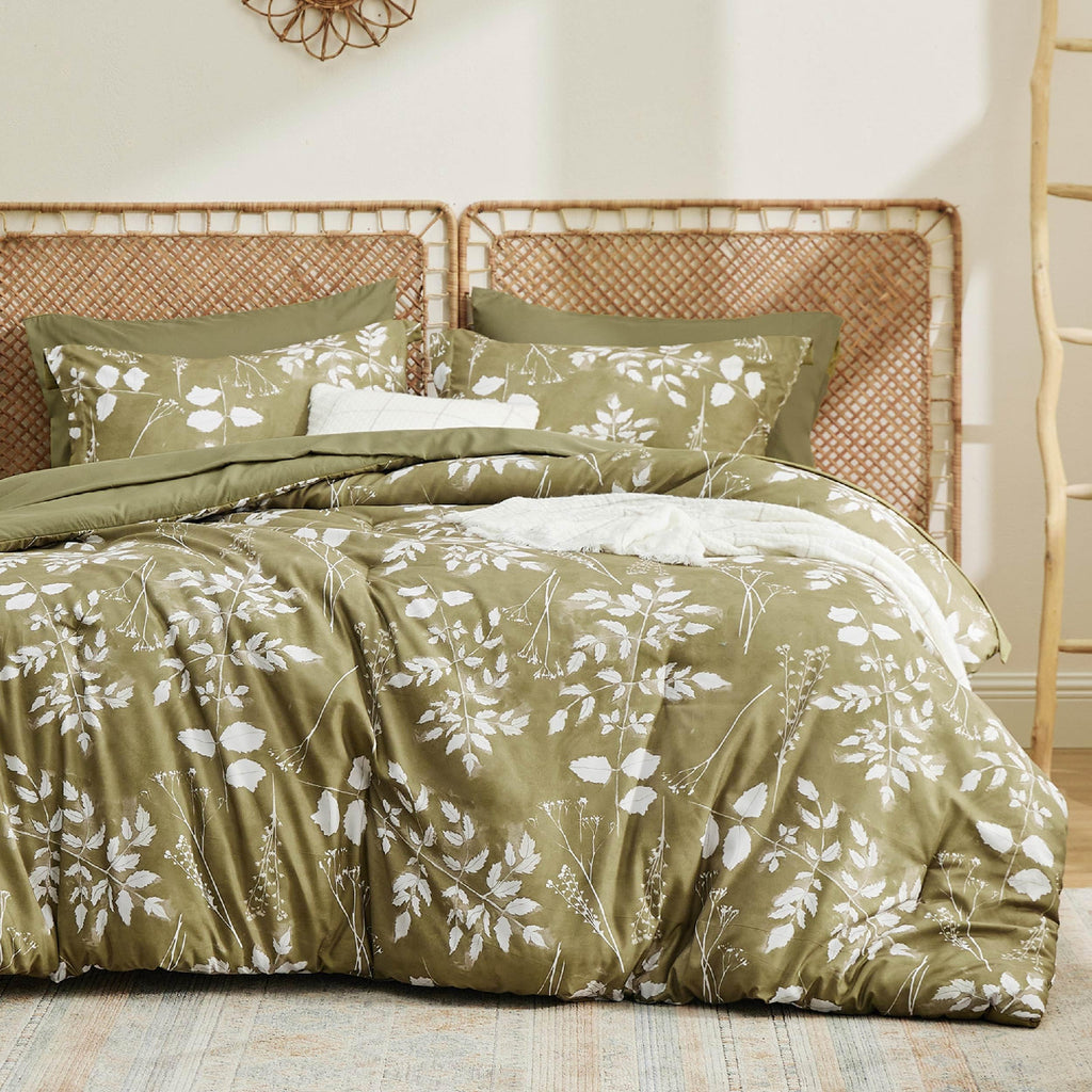 Bedsure Twin Comforter Set - 5 Pieces Floral Sage Green Soft Bedding Sets, Twin Bed in a Bag with Botanical Flowers Comforter, Sheets, Pillowcase & Sham