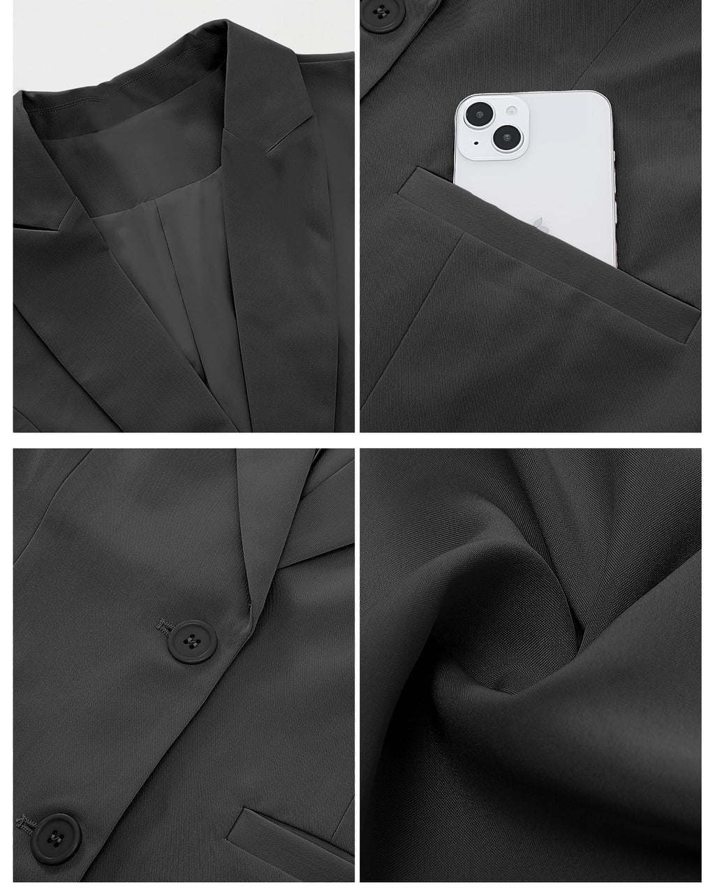 luvamia Blazers for Women Business Casual Long Blazer Jackets Dressy Work Professional Office Outfits Lapel Pockets