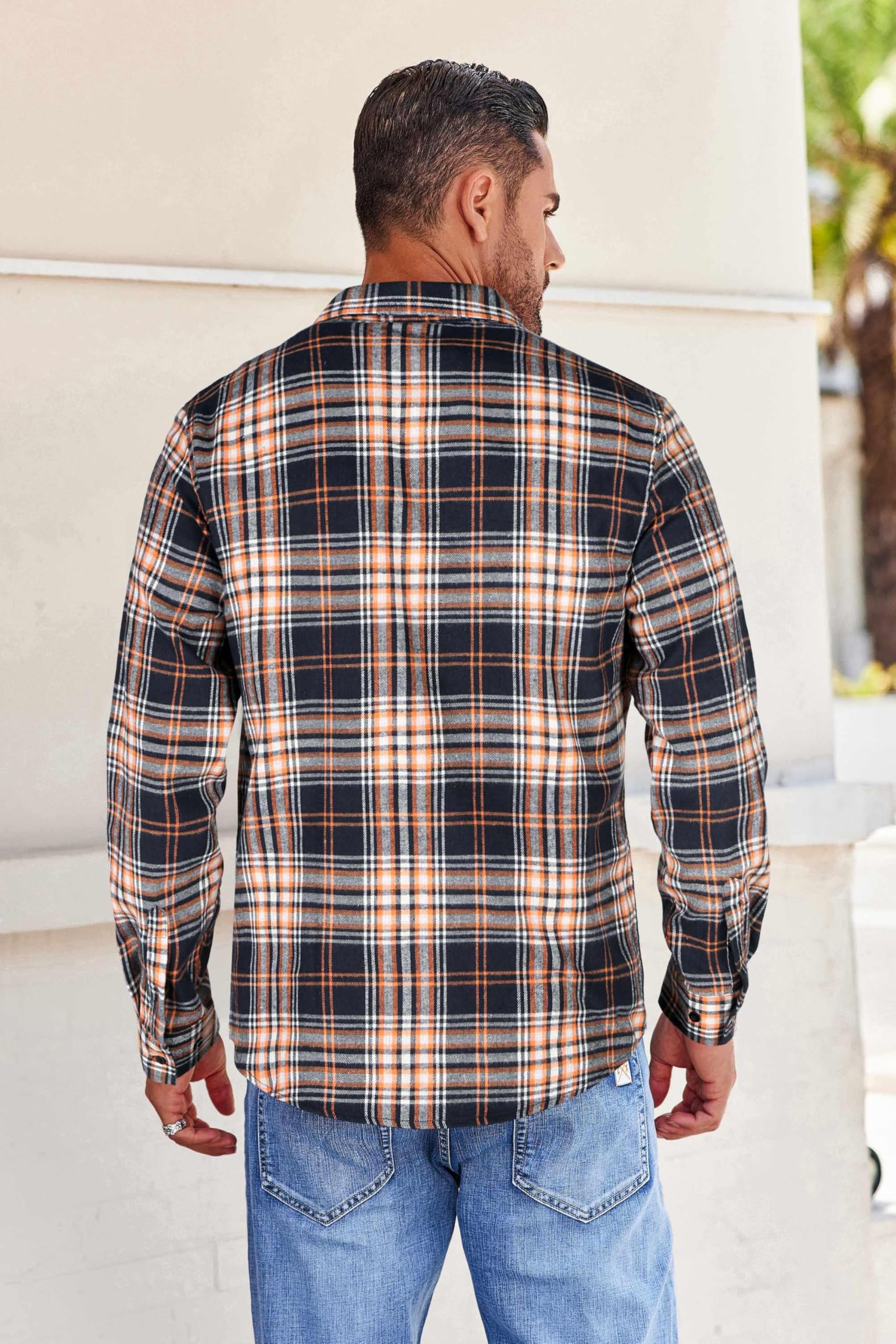 COOFANDY Mens Flannel Shirts Long Sleeve Button Down Shirt with Pocket Casual Shirts Work Shirts for Men