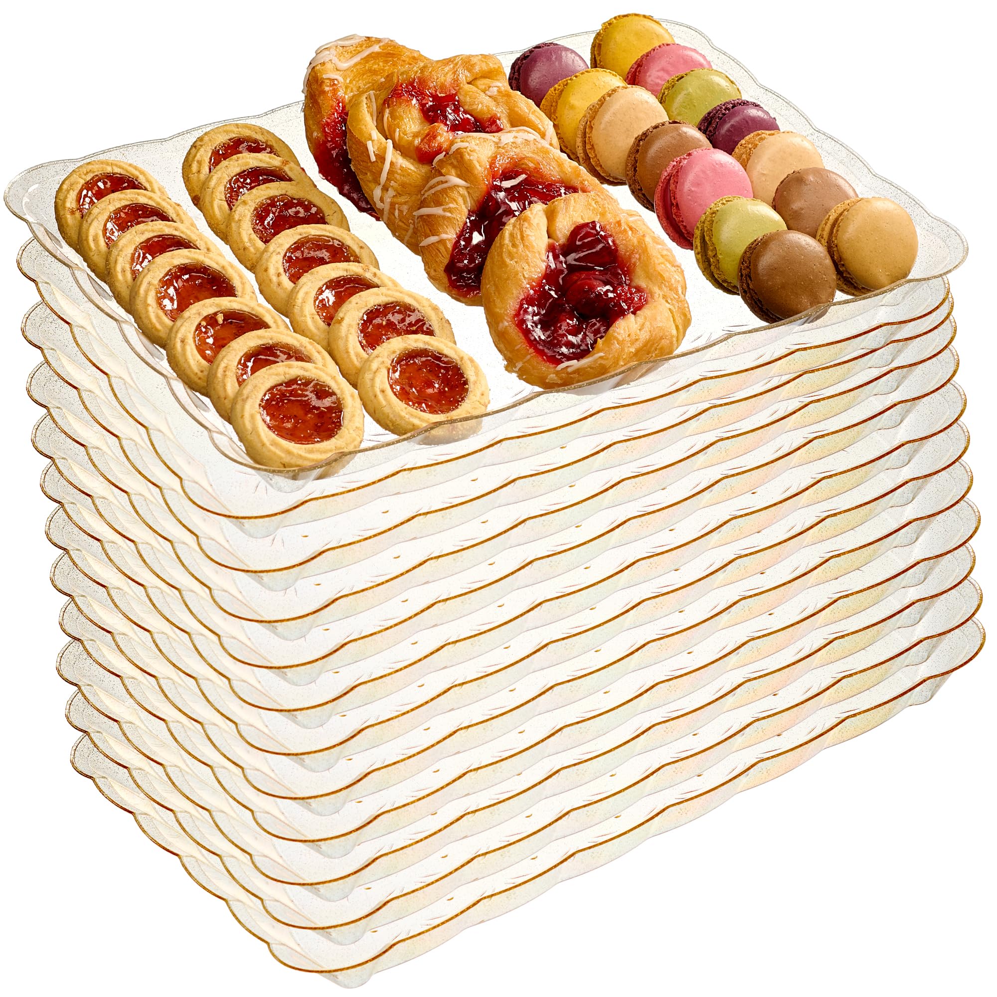 Plasticpro Plastic Serving Trays - Serving Platters Rectangle 9X13 Disposable Party Dish 4 Black Trays